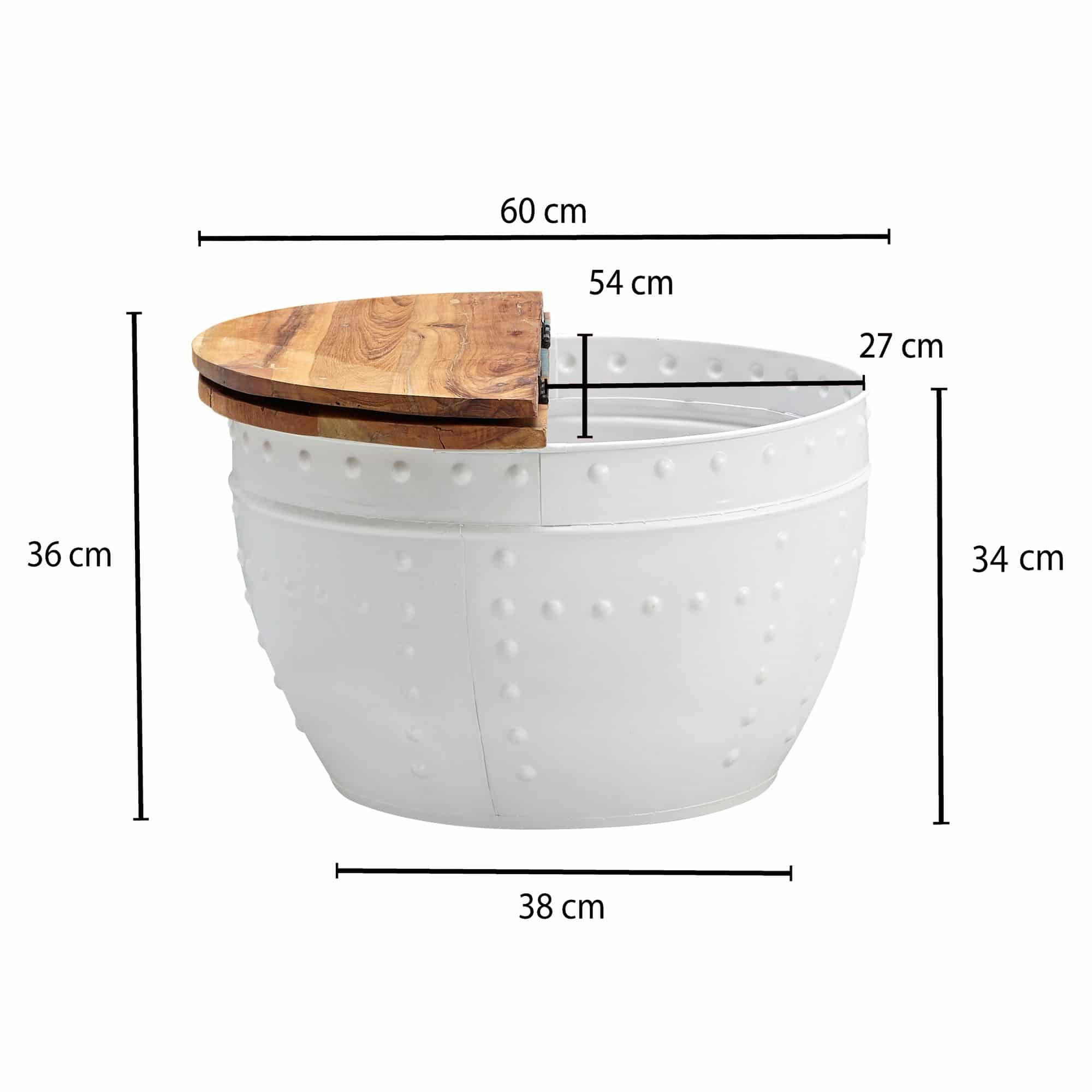 57889-WOHNLING-Couchtisch-weiss-60x60x35-cm-Mango-Holz-WL6-328-WL6-328 Couchtisch Mango 60x36x60 cm Massivholz Metall Weiß Industrial Rund