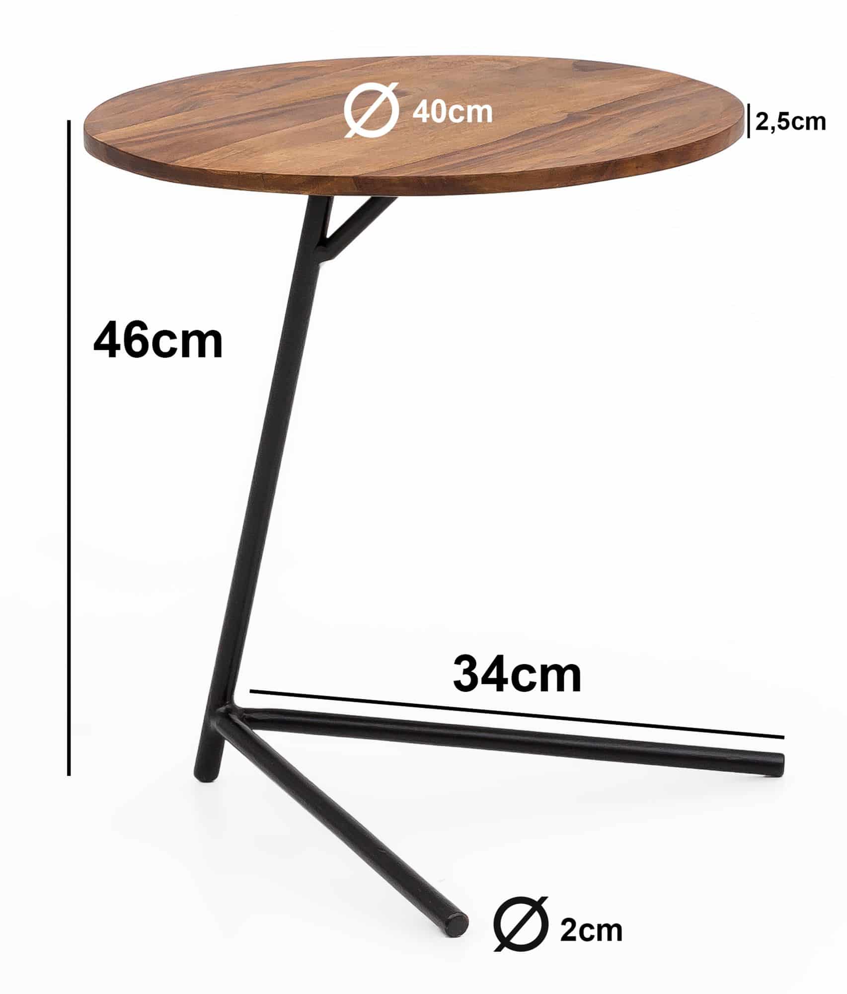 Beistelltisch 40x46x40cm Sheesham Holz Metall Couchtisch Beistelltisch 40x46x40cm Sheesham Holz Metall Couchtisch