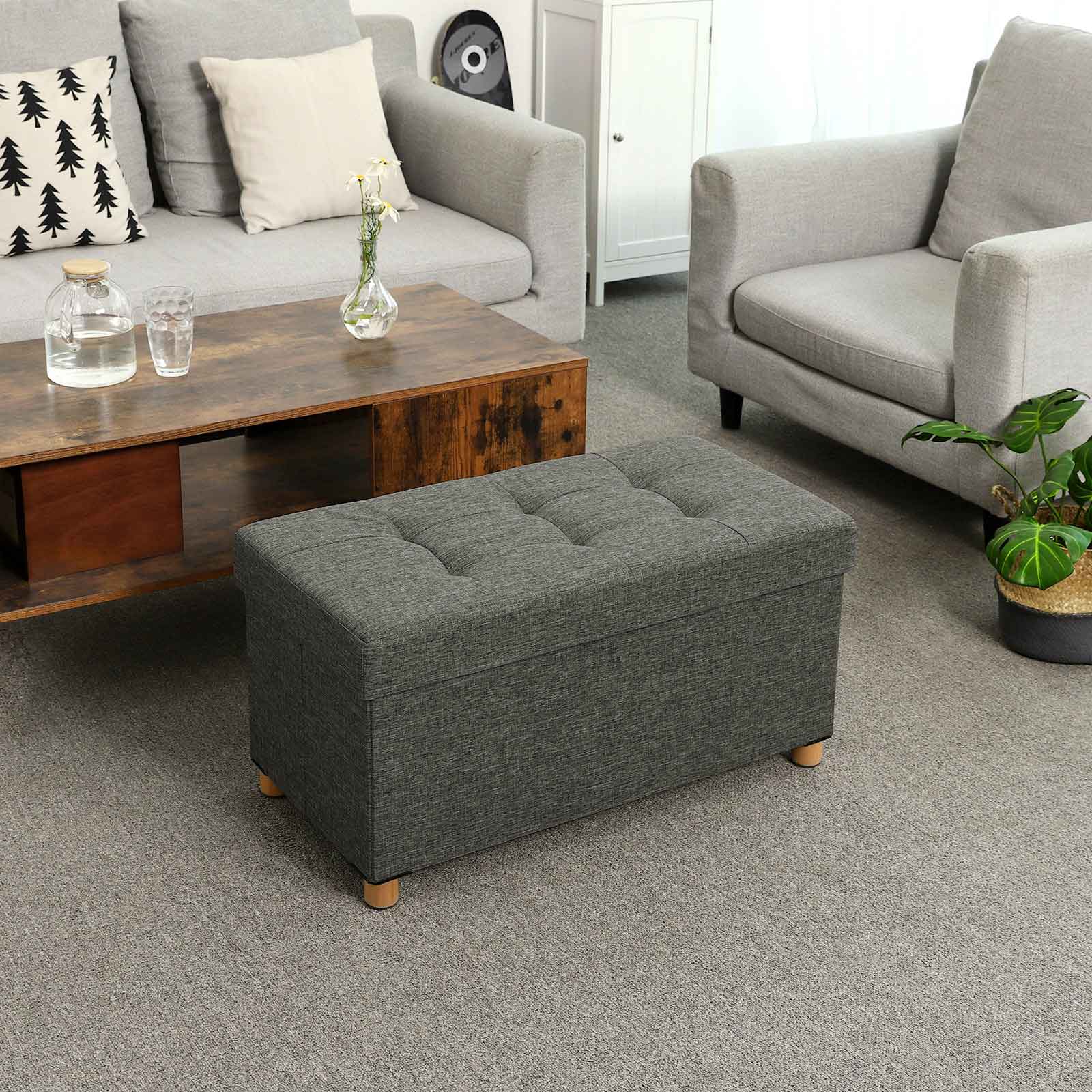 Sitztruhe mit Holzfüßen Dunkelgrau-LSF16GYZ Sitztruhe mit Holzfüßen Dunkelgrau-LSF16GYZ