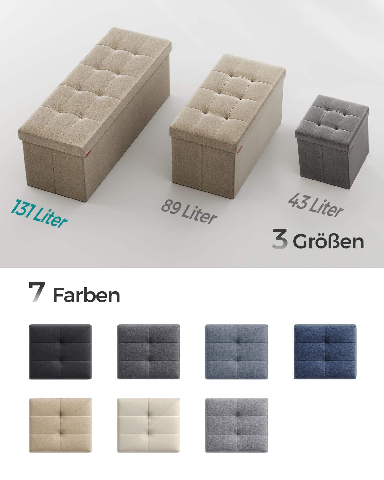 Sitzbank 110 cm klappbar mit Stauraum helltaupe-LSF077R01 Sitzbank 110 cm klappbar mit Stauraum helltaupe-LSF077R01