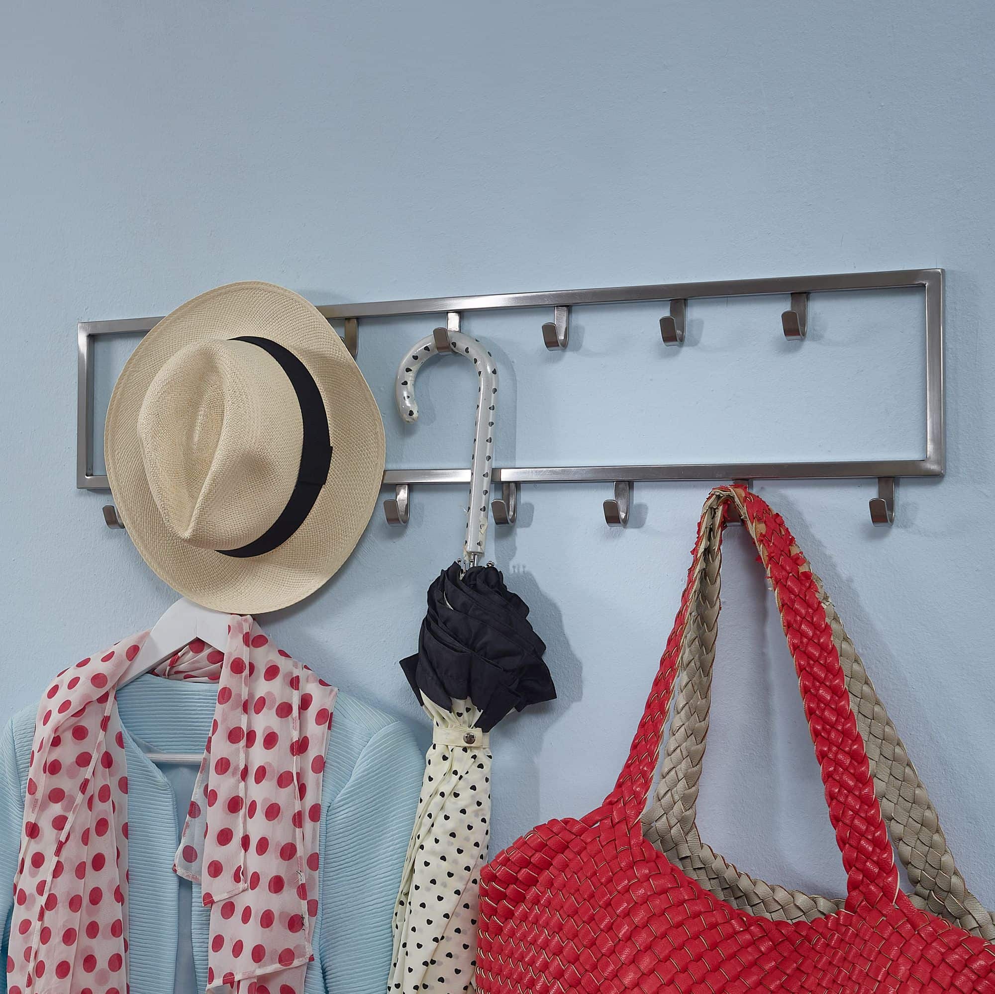 63400-WOHNLING-Garderobe-Stahl-Matt-80x2x20-cm-WL6-445-WL6-445_2 Wandgarderobe Metall Silber 80x20x4 cm Design Flurgarderobe Stahl