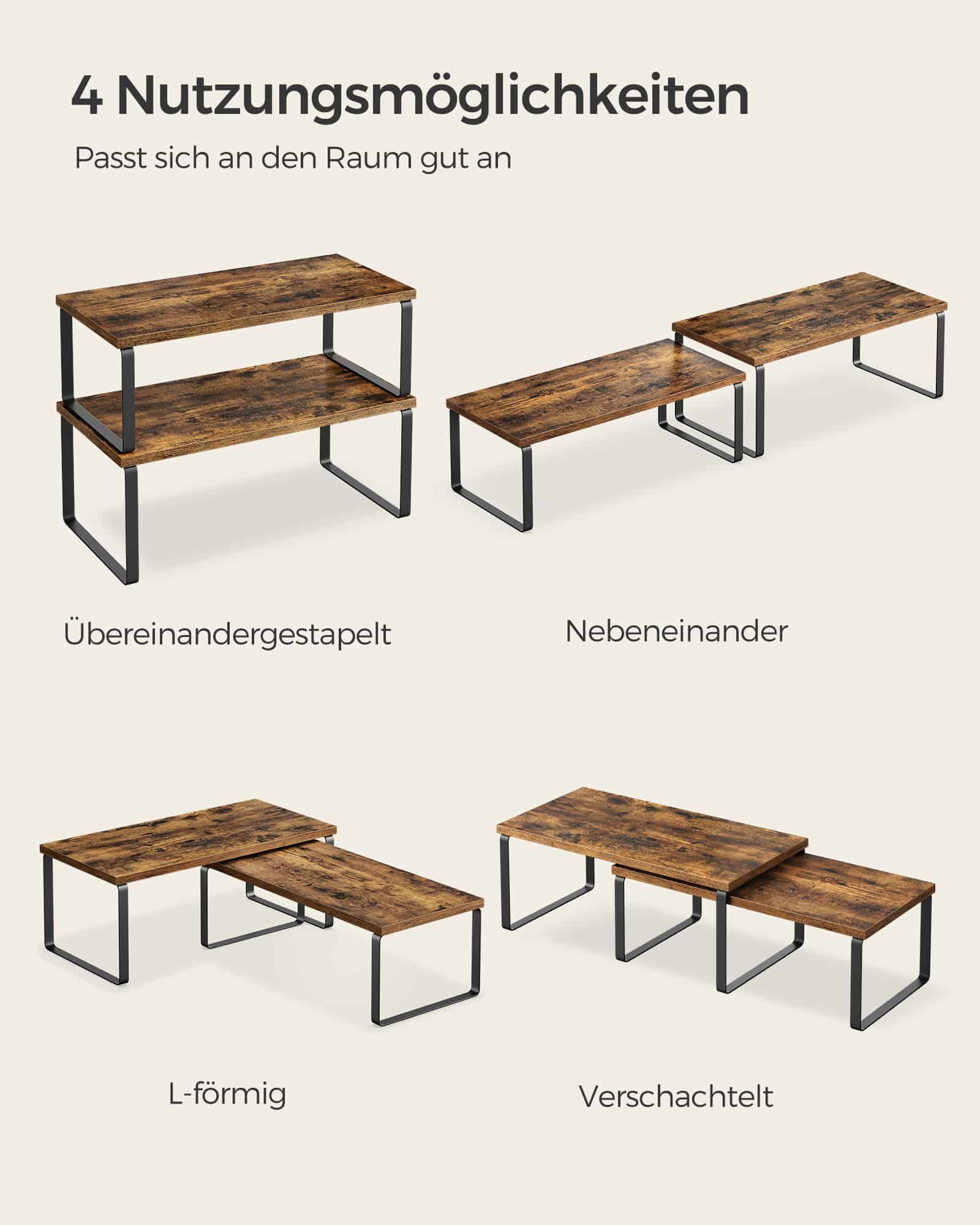Küchen-Organizer Metall stapelbar tintenschwarz-vintagebraun