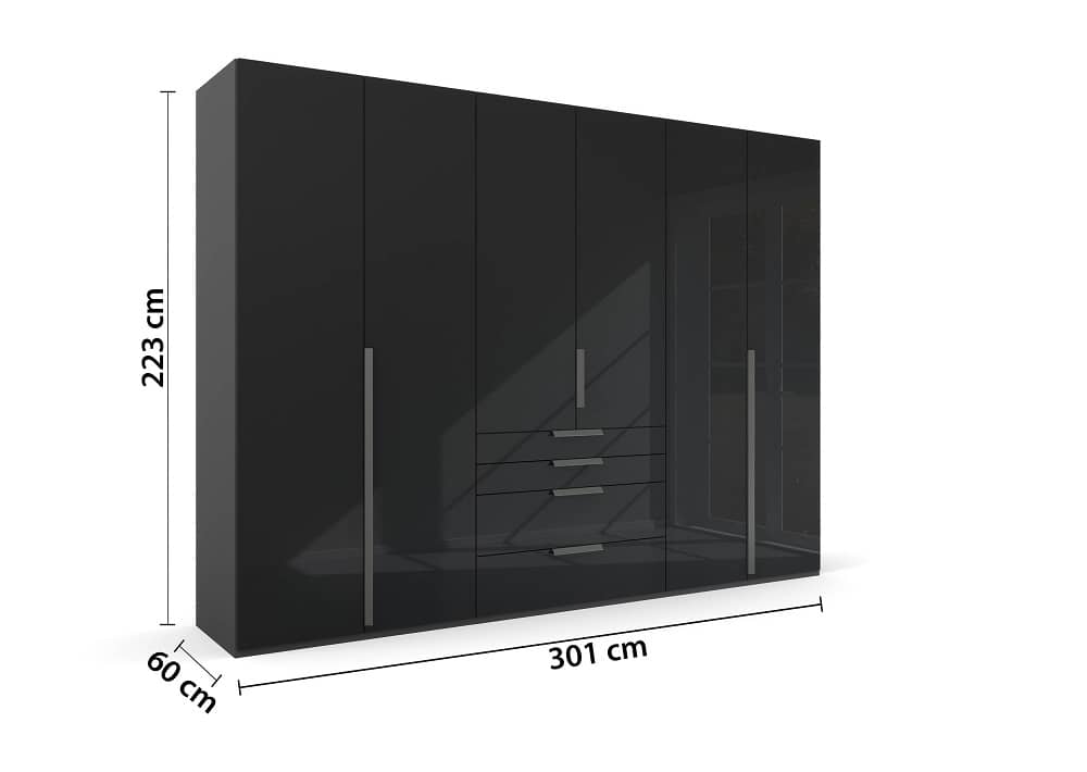 6-türiger Kleiderschrank Purisma von rauch mit Glasfront - In alpinweiß, seidengrau und graphit 6-türiger Kleiderschrank Purisma von rauch mit Glasfront - In alpinweiß, seidengrau und graphit