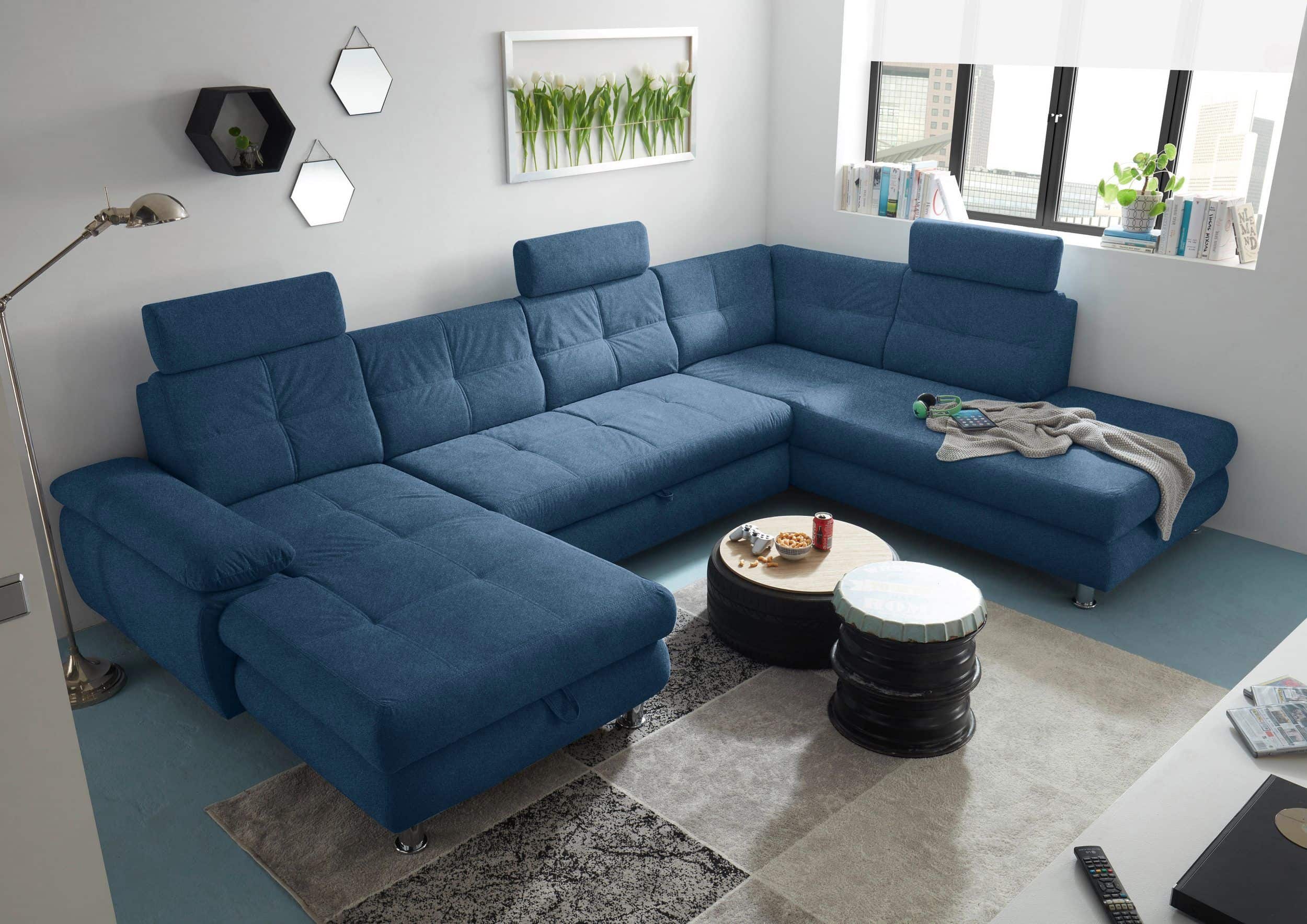 Wohnlandschaft Alba von ED Exciting Design mit Schlaffunktion & Bettkasten – U-Form Sofa aus hochwertigem Brego-Stoff Wohnlandschaft Alba von ED Exciting Design mit Schlaffunktion & Bettkasten – U-Form Sofa aus hochwertigem Brego-Stoff