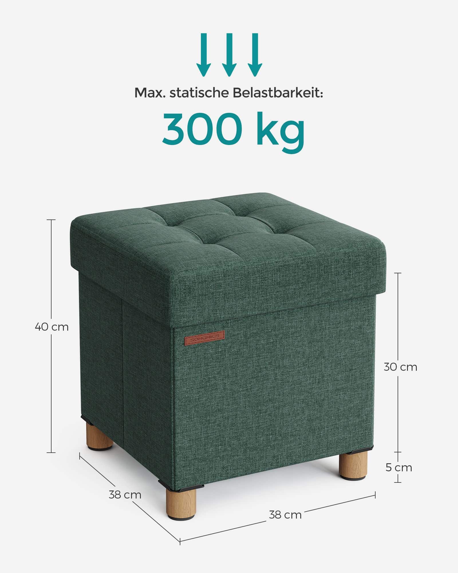 Sitzbank klappbar 38 x 38 x 40 cm mit Stauraum vintagegrün-LSF014C11 Sitzbank klappbar 38 x 38 x 40 cm mit Stauraum vintagegrün-LSF014C11