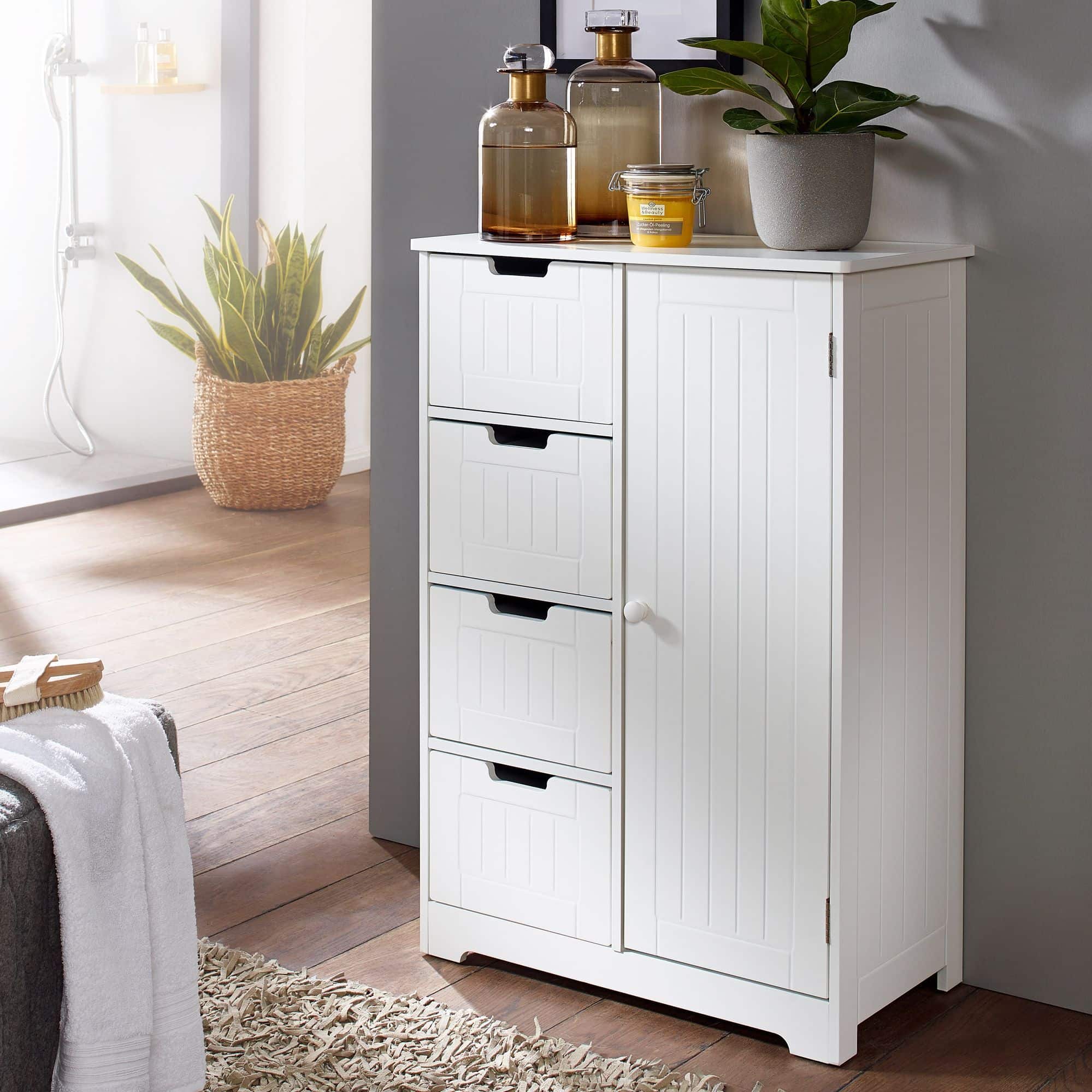 Design Badschrank PATTI Landhaus-Stil MDF-Holz 56 x 83 x 30 cm weiß Design Badschrank PATTI Landhaus-Stil MDF-Holz 56 x 83 x 30 cm weiß