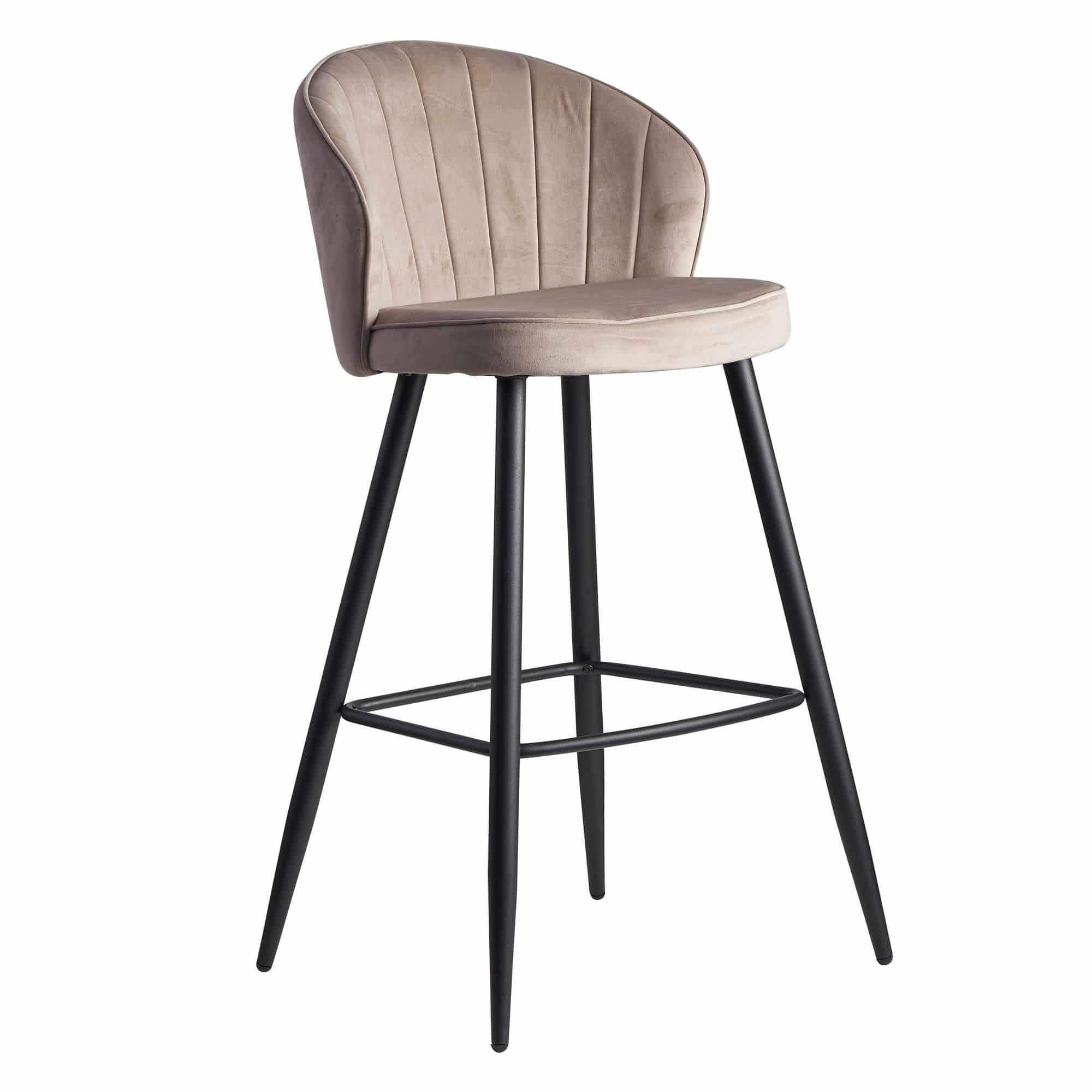 57417-Wohnling-Barhocker-Samt-beige-WL6-291-WL6-291_1 Eleganter Samt-Barhocker in skandinavischem Stil