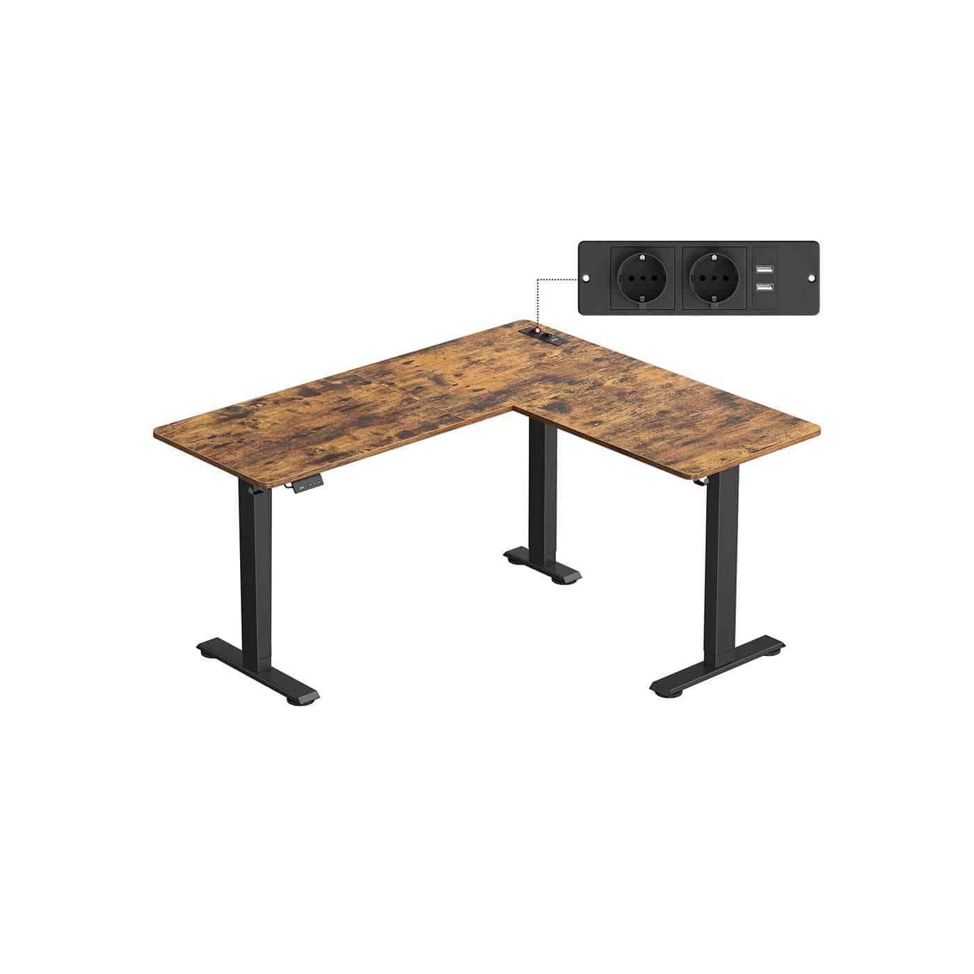Elektrisch höhenverstellbarer Eckschreibtisch mit Ladestation