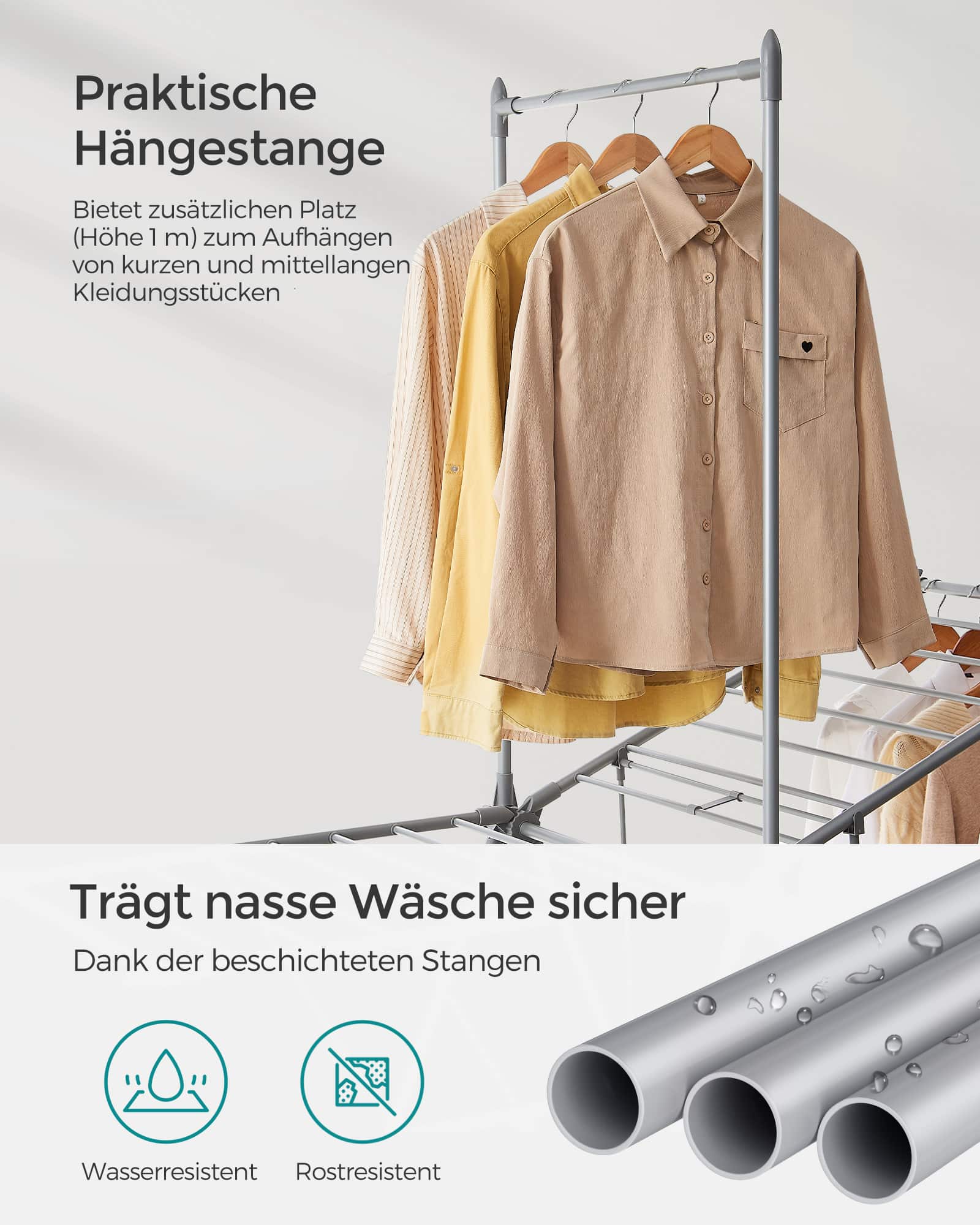 Wäscheständer mit 2 Ebenen und 2 Flügel grau Wäscheständer mit 2 Ebenen und 2 Flügel grau