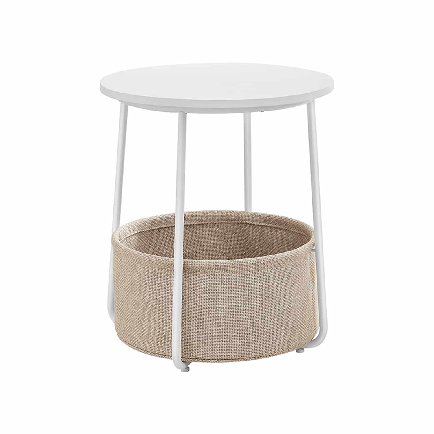 Runder Beistelltisch mit Korb aus Stoff-LET223W10 Runder Beistelltisch mit Korb aus Stoff-LET223W10