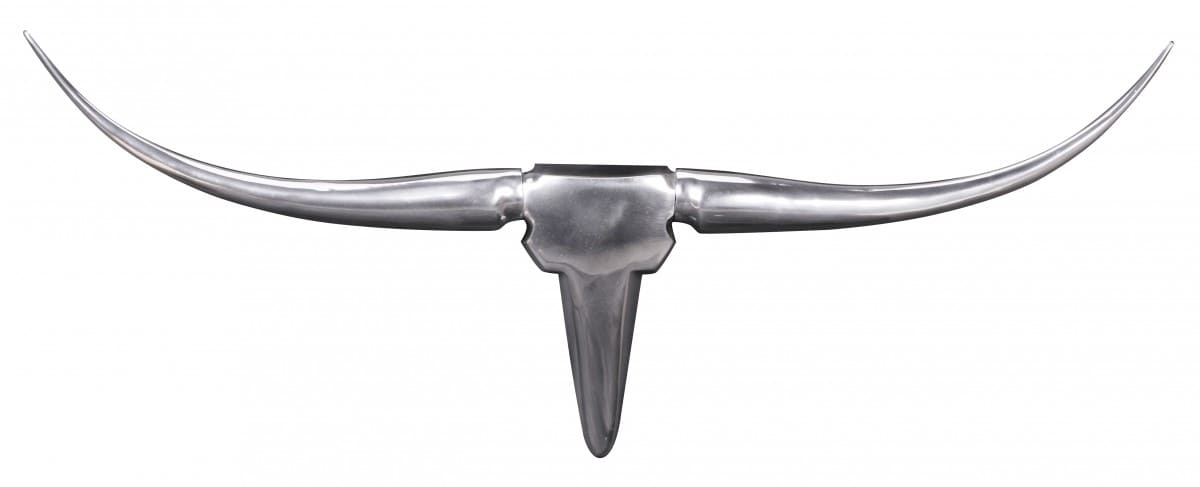 32591-Wohnling-Wanddekoration-Bull-S-Aluminium-silbern-W Bull Geweih S Wanddekoration 74cm breit Alu Aluminium silber Aluminiumdekoration Wandgeweih Designdekoration