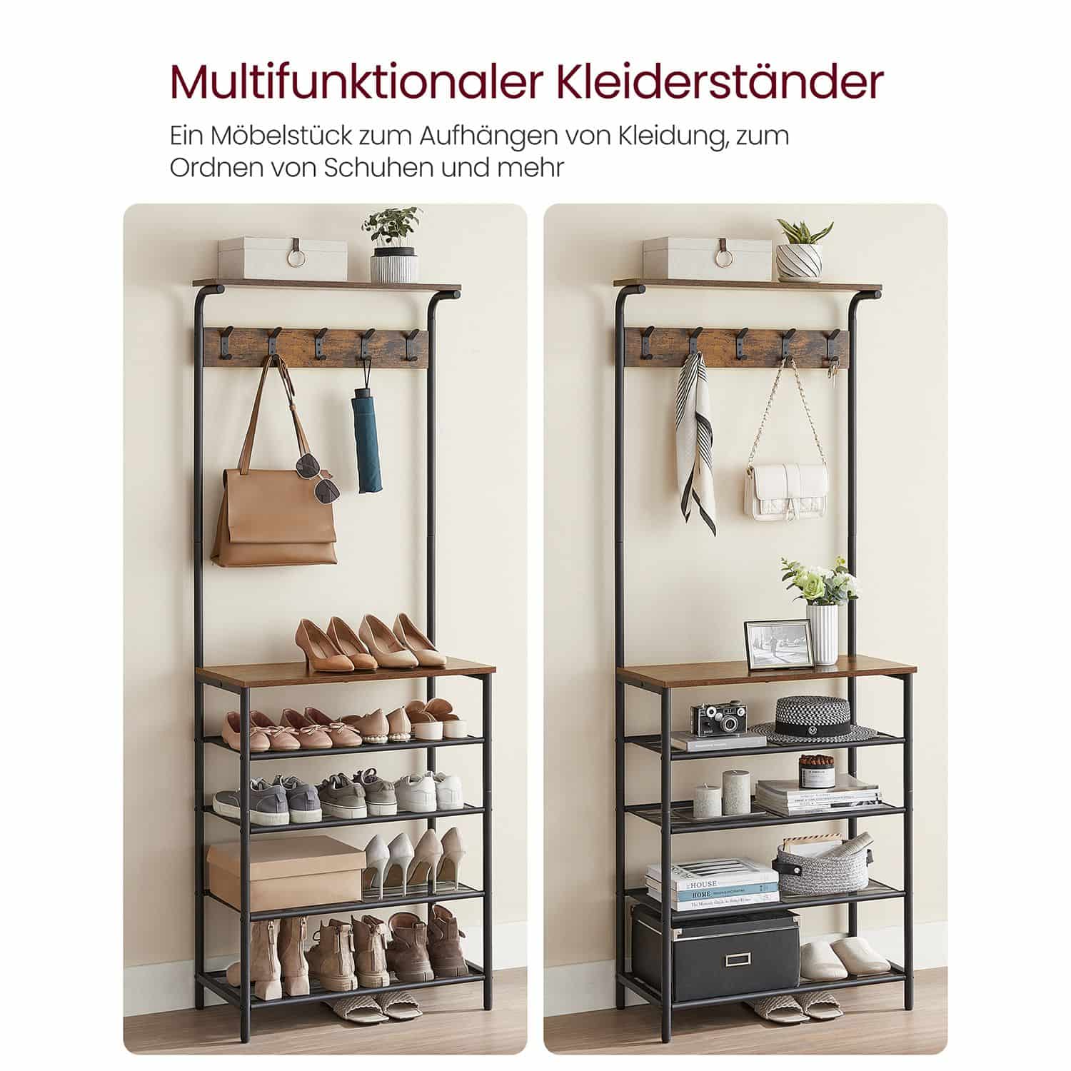HSR412B01-5 Garderobenständer mit 5 Ablagen