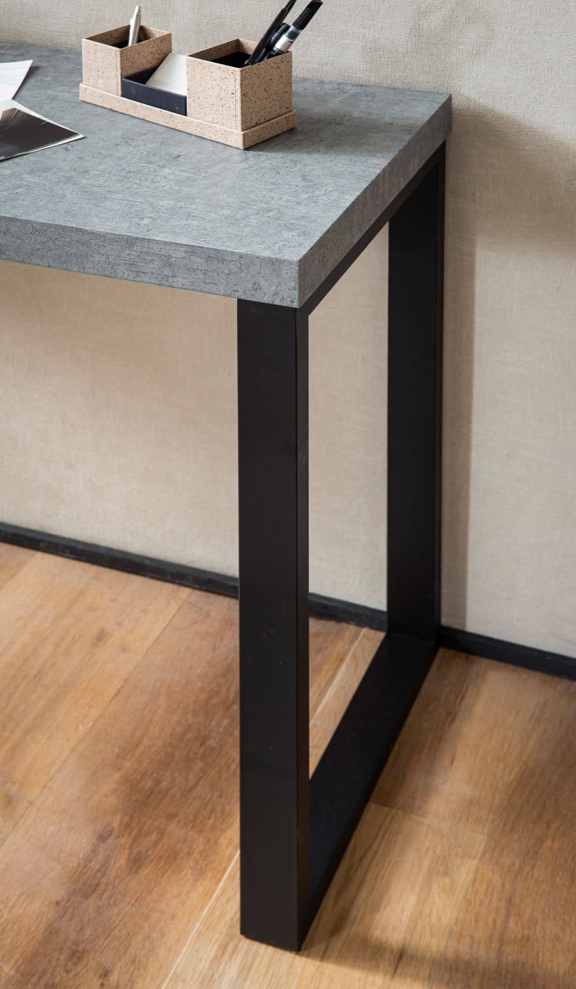 Konsolentisch Beton-Optik / Schwarz 120x40x76 cm Design Anrichte Flur Konsolentisch Beton-Optik / Schwarz 120x40x76 cm Design Anrichte Flur