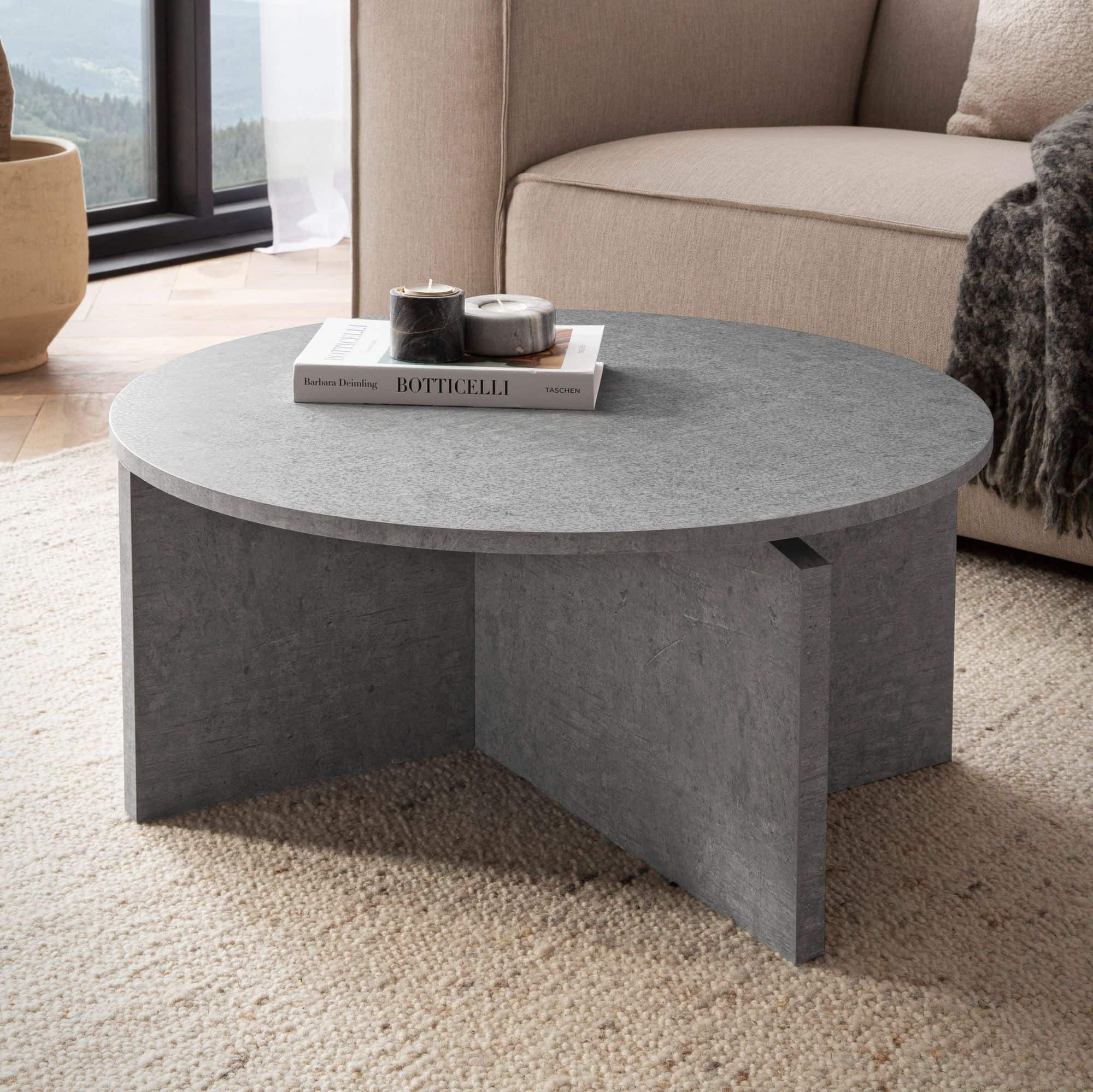 Couchtisch 70x70x33 cm Grau Sofatisch in Beton-Optik Modern Couchtisch 70x70x33 cm Grau Sofatisch in Beton-Optik Modern