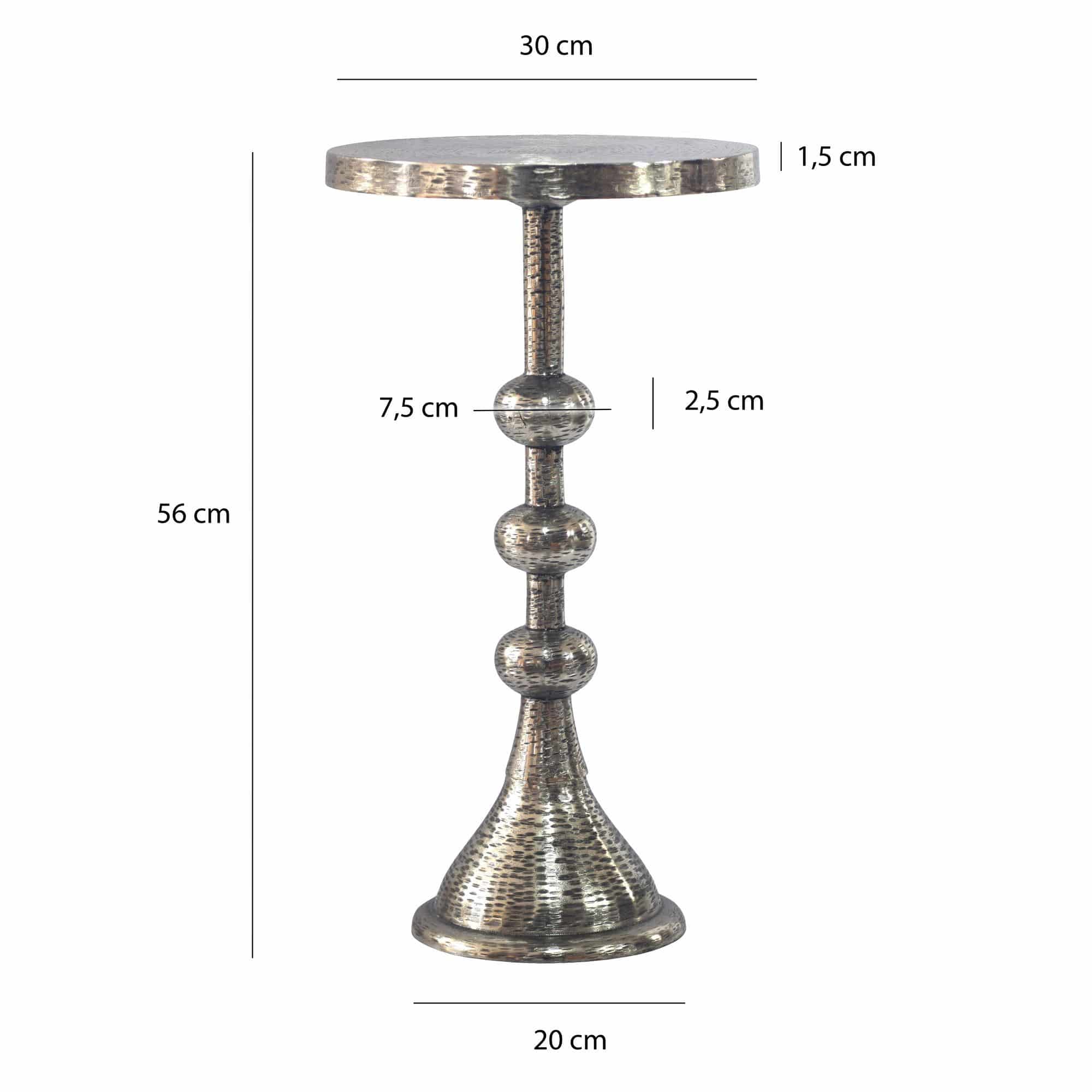 Beistelltisch Aluminium Silber 30cm Runder Anstelltisch Metall - Dekotisch Alu orientalisch - Wohnzimmertisch klein - Design Couchtisch Sofatisch Wohnzimmer Orient Handmade