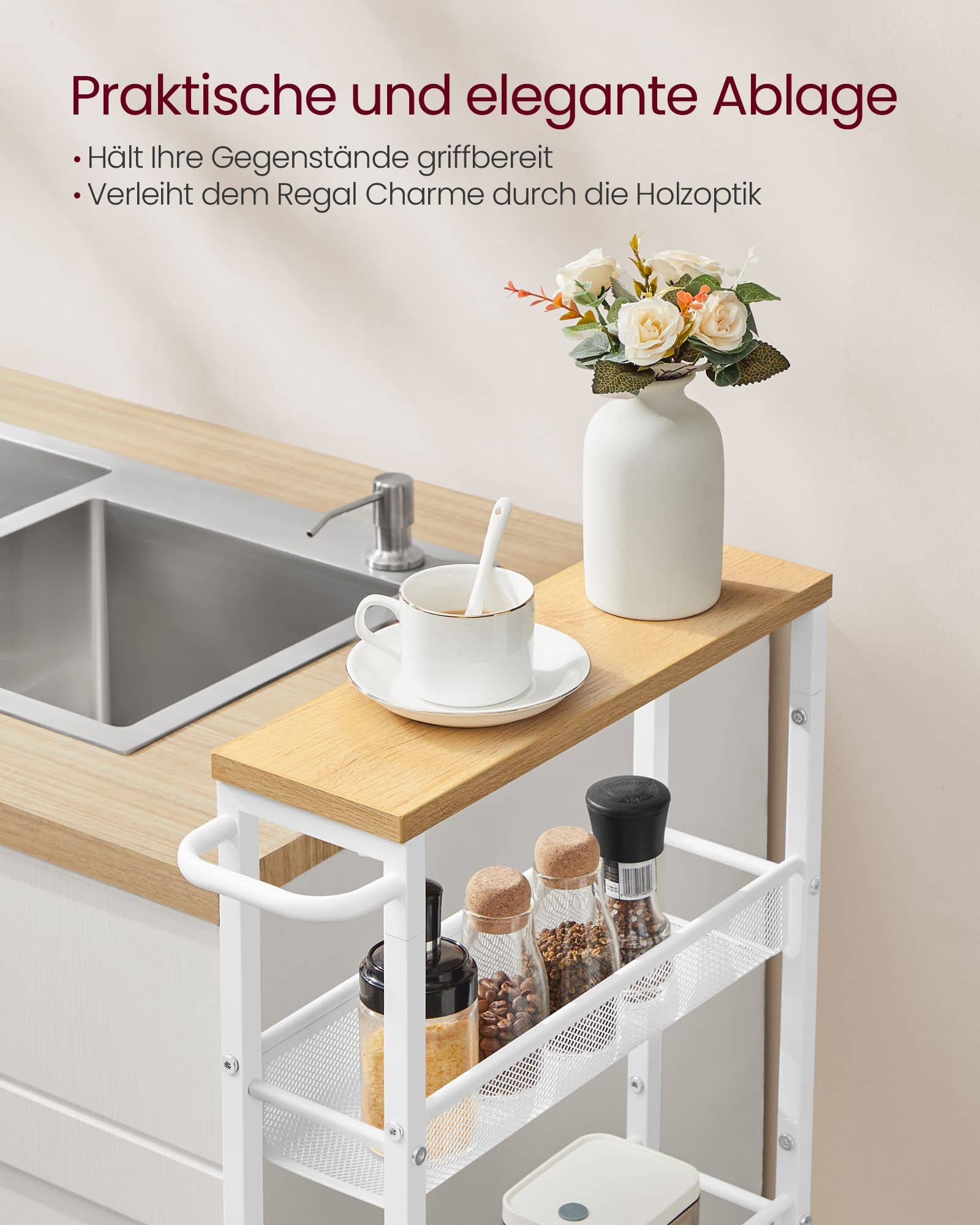 Rollwagen mit 5 Ebenen auf Rollen 13 x 45,4 x 99,6 cm Rollwagen mit 5 Ebenen auf Rollen 13 x 45,4 x 99,6 cm