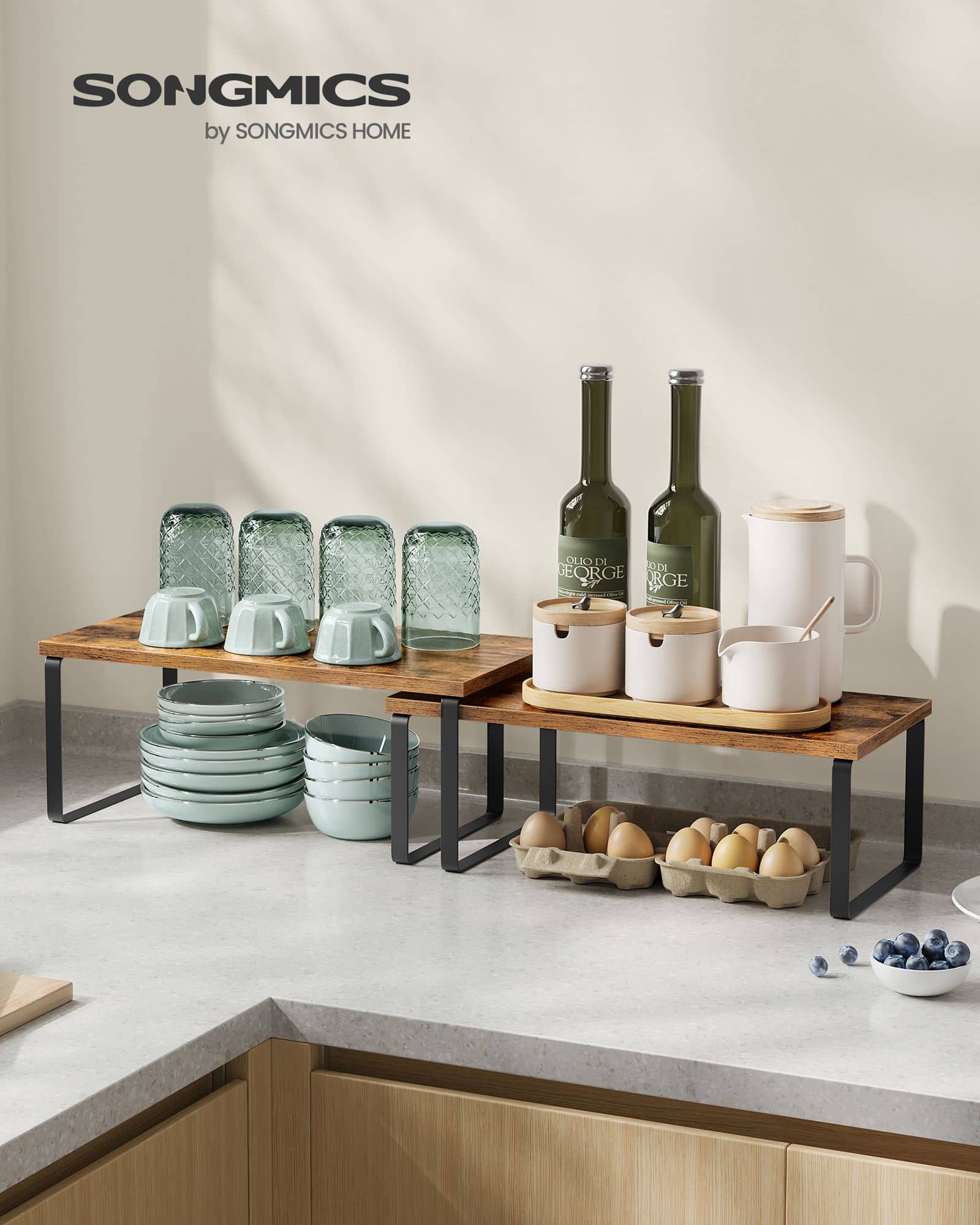 Küchen-Organizer Metall stapelbar tintenschwarz-vintagebraun