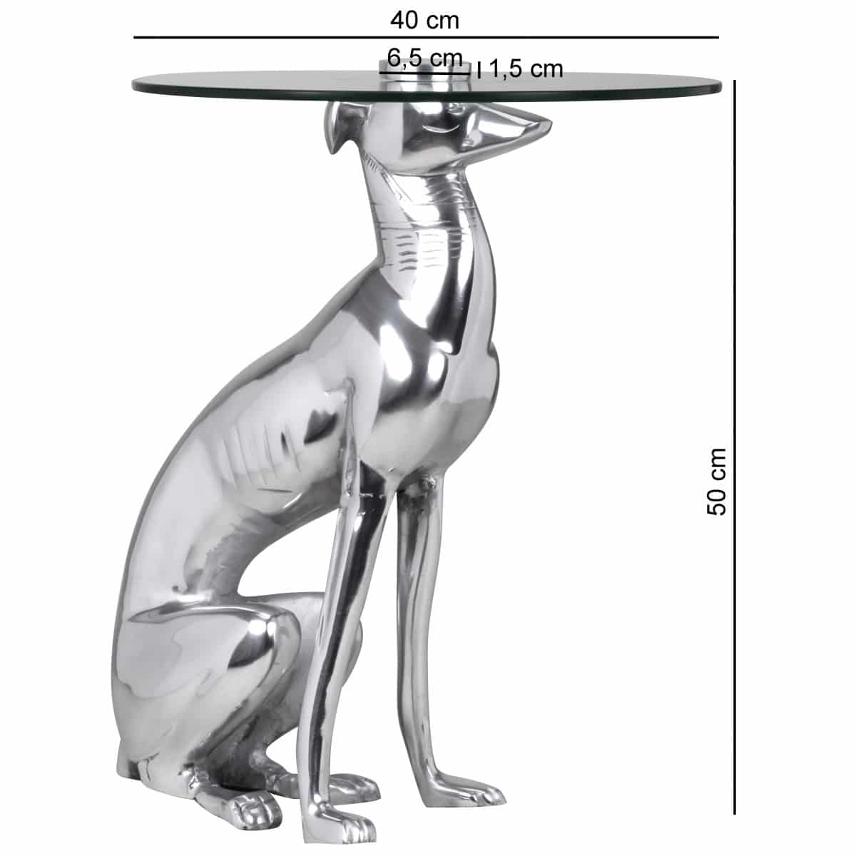 38947-Wohnling-Beistelltisch-DOG-Silber-40-cm-WL1_7 Design Deko Beistelltisch Figur DOG aus Aluminium Farbe Silber