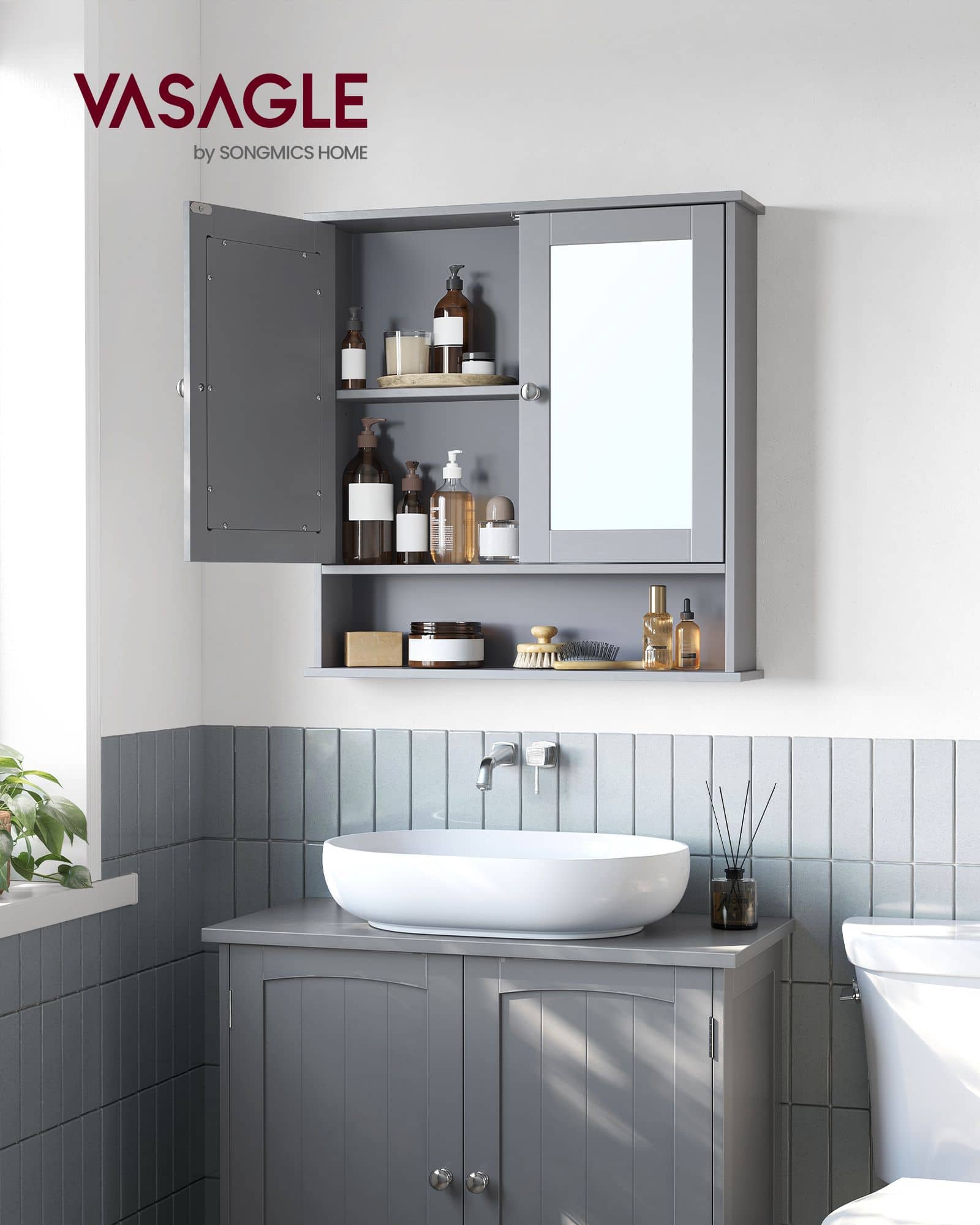 Spiegelschrank Wandmontage taubengrau Spiegelschrank Wandmontage taubengrau