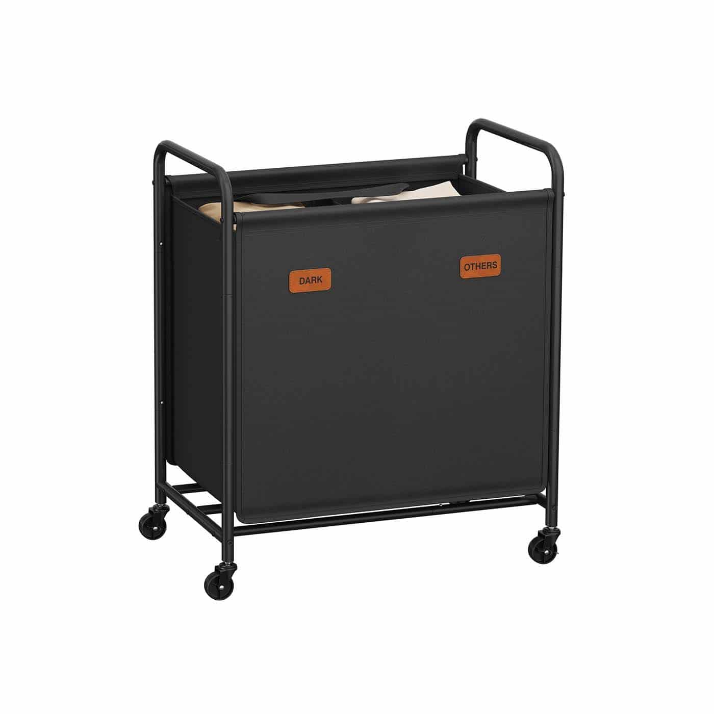 Wäschekorb 140 L mit Rollenund 2 Fächern tintenschwarz Wäschekorb 140 L mit Rollenund 2 Fächern tintenschwarz