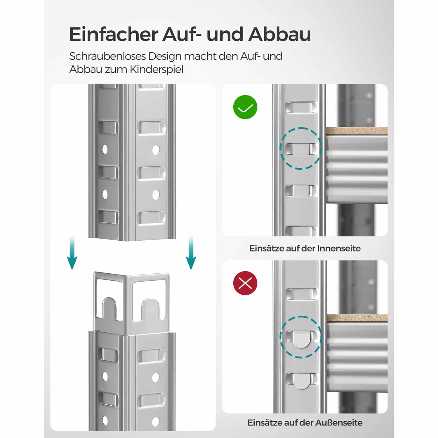 2er Set Kellerregal 200 cm hoch silbern-B34GLR060E02 2er Set Kellerregal 200 cm hoch silbern-B34GLR060E02
