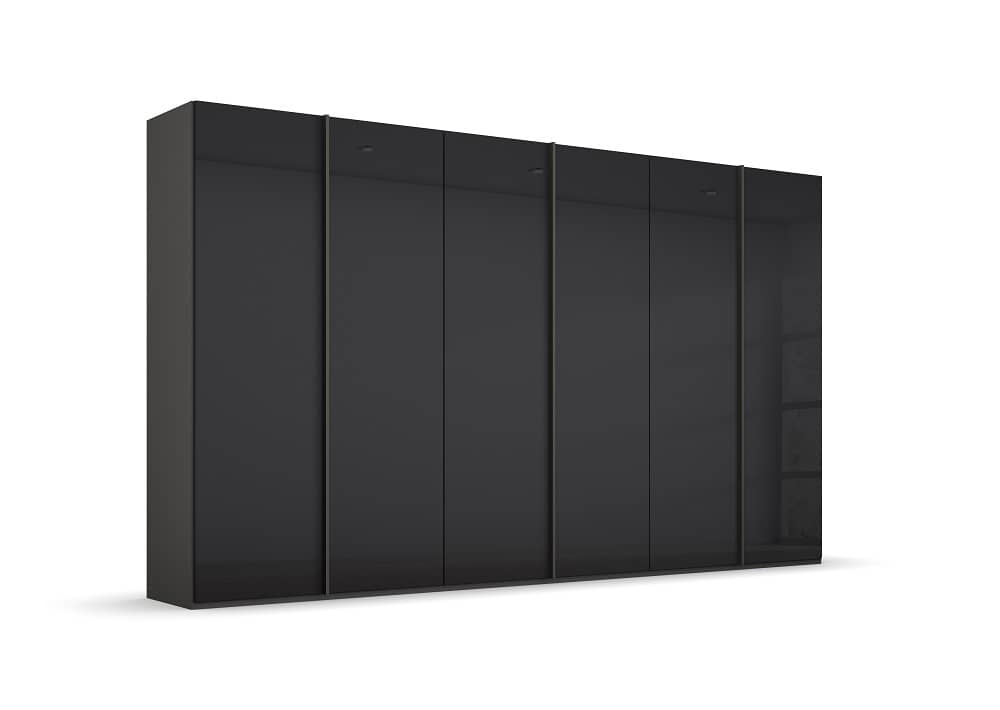 6-türiger Kleiderschrank SKAT Meridian von rauch mit Glasfront - in drei verschiedenen Farbvarianten, alpinweiß, seidengrau, graphit