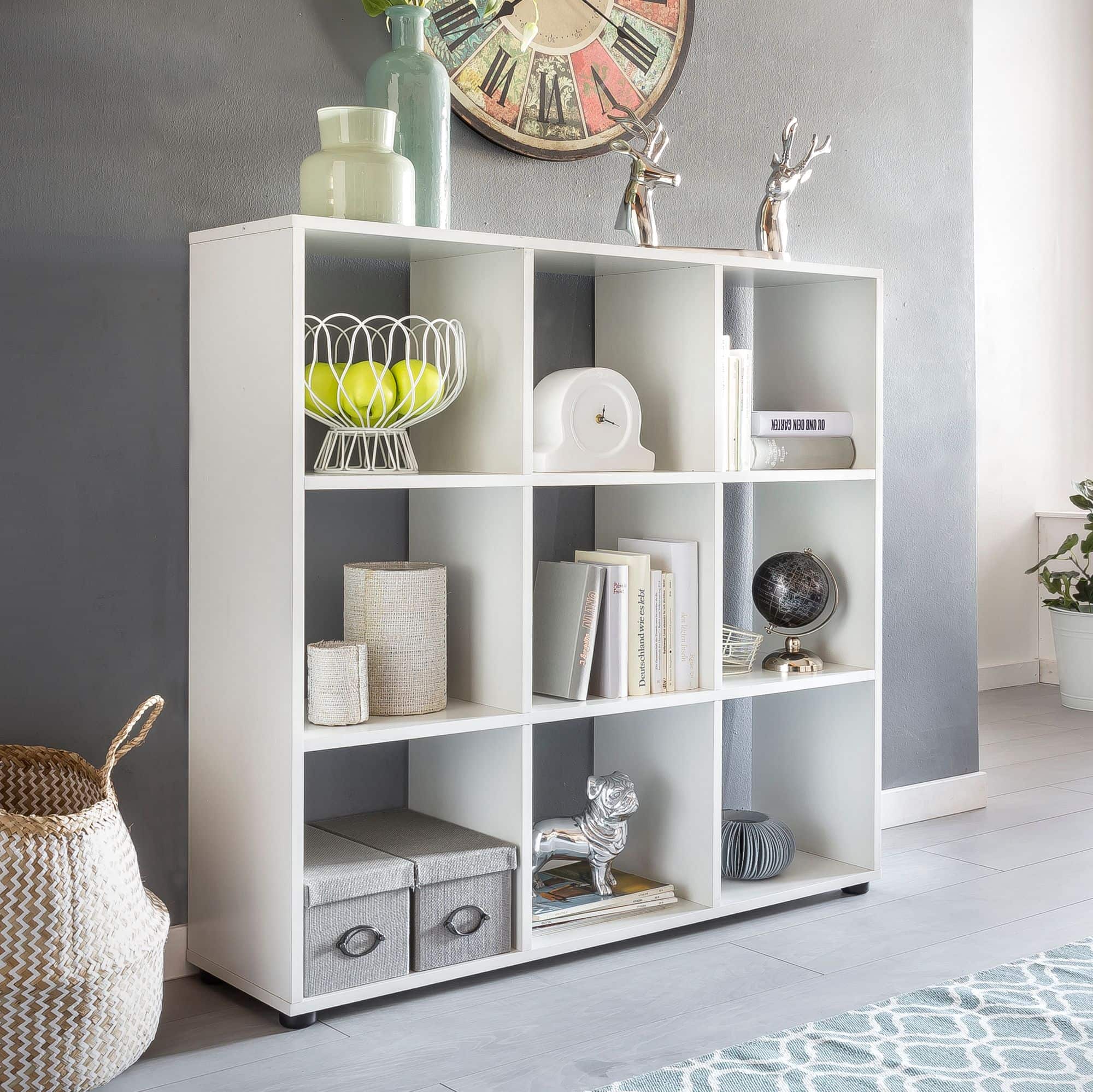 45769-WOHNLING-Design-Buecherregal-ZARA-mit-9-FaechIQmw3y8ePEYpl Design Bücherregal mit 9 Fächern Weiß 108 x 104 x 29 cm