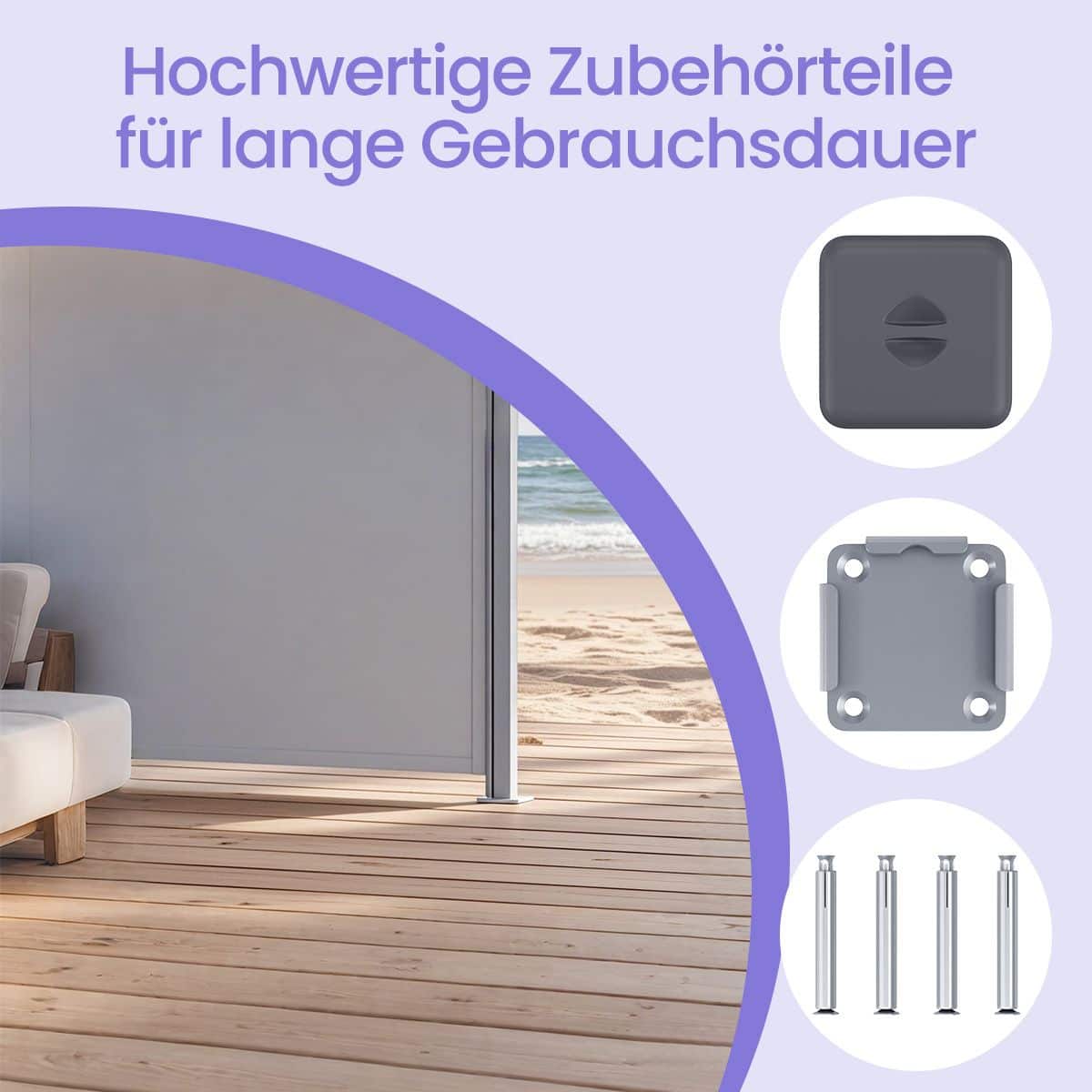 Seitenmarkise mit Stahl-Kasten, rostbeständig, ausziehbar Seitenmarkise mit Stahl-Kasten, rostbeständig, ausziehbar