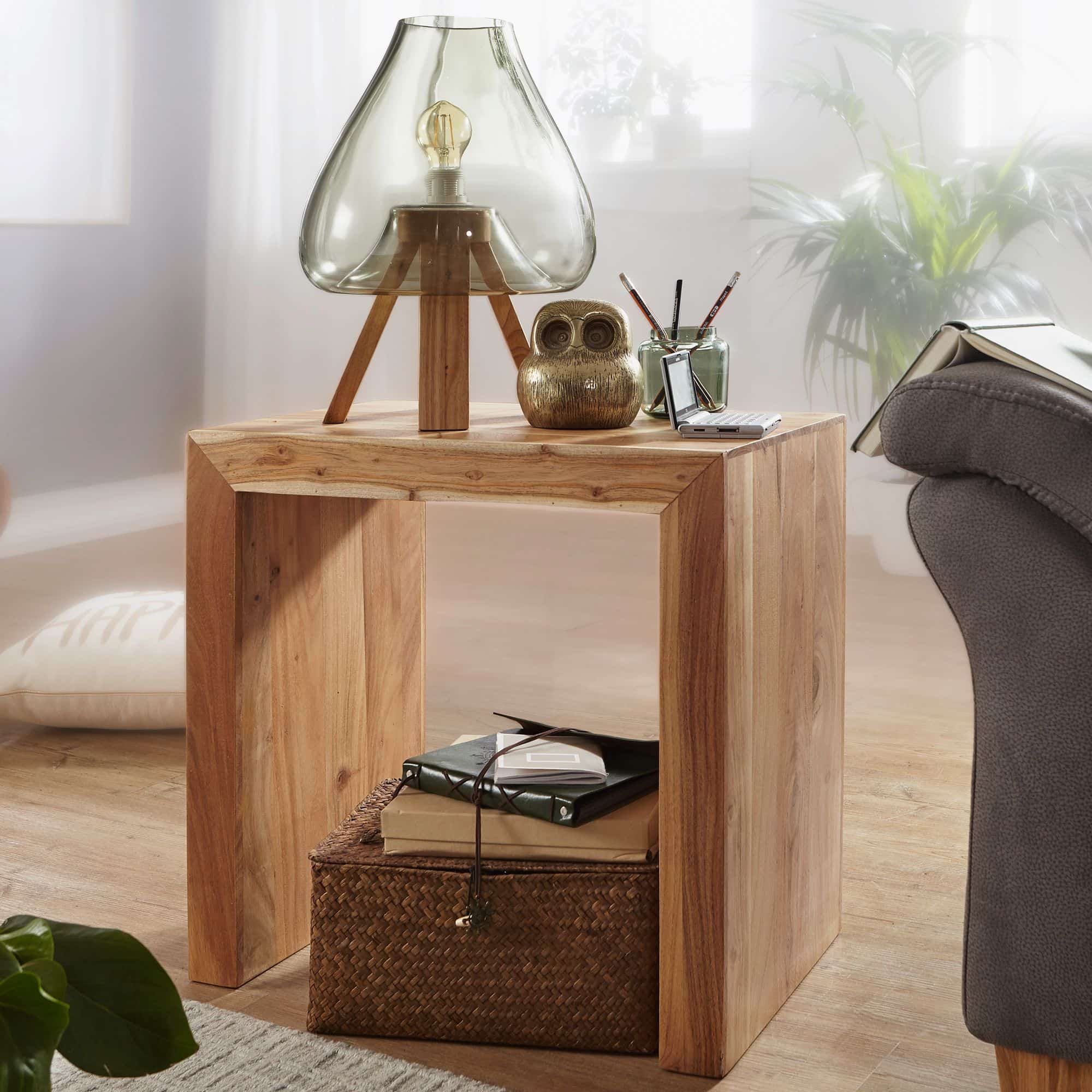 Beistelltisch MUMBAI Massiv-Holz Akazie 60 x 35 cm Wohnzimmer-Tisch Design dunkel-braun Landhaus-Stil Couchtisch Beistelltisch MUMBAI Massiv-Holz Akazie 60 x 35 cm Wohnzimmer-Tisch Design dunkel-braun Landhaus-Stil Couchtisch