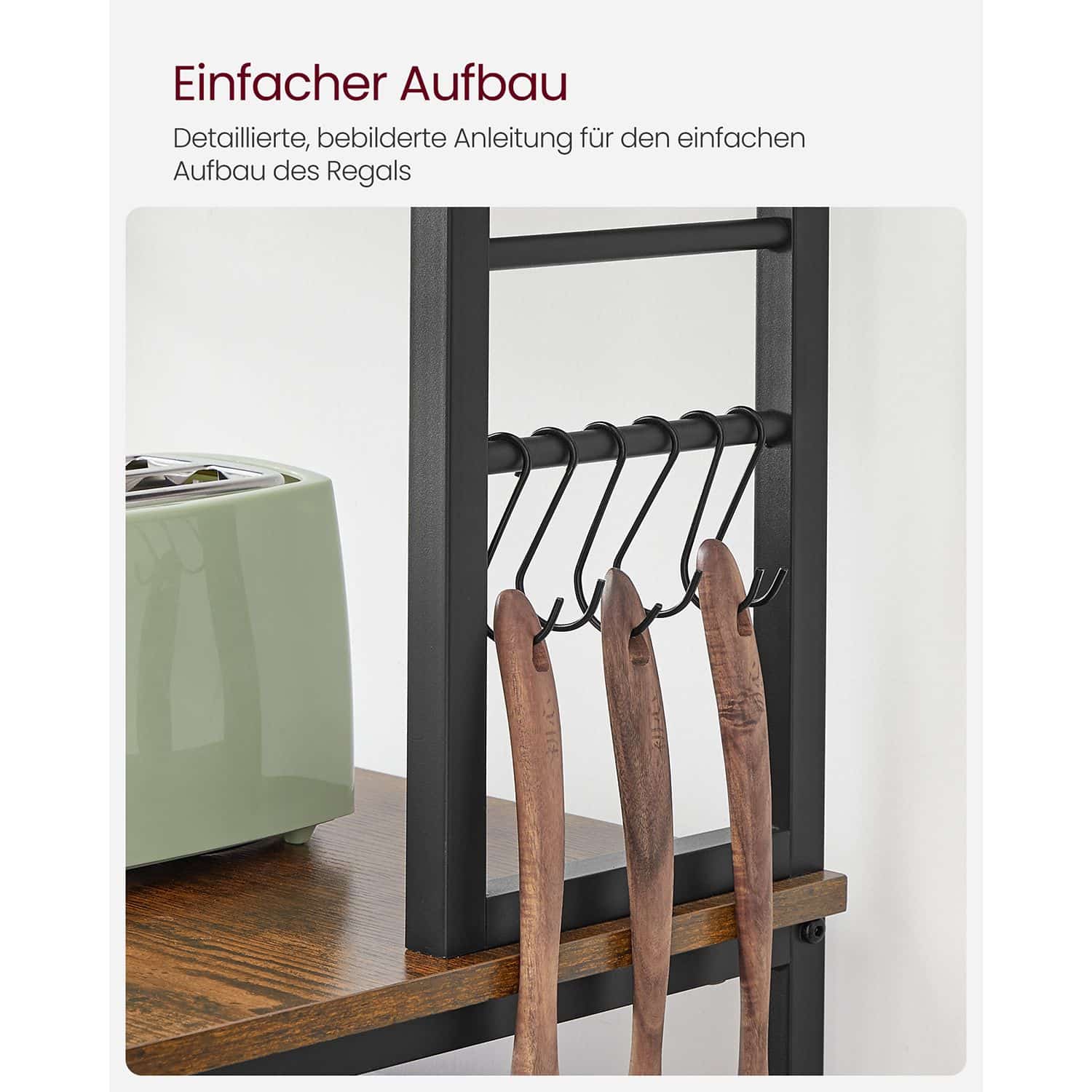 Küchenregal mit Ablagen und Haken-B34KKS024B01 Küchenregal mit Ablagen und Haken-B34KKS024B01