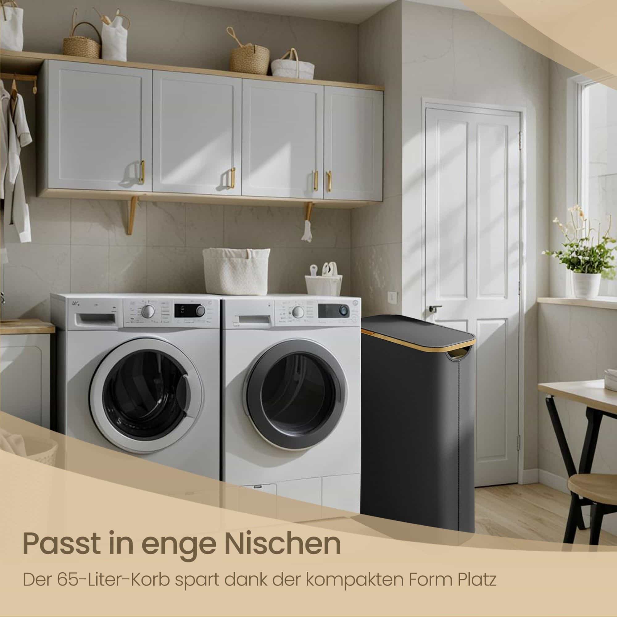 Wäschekorb, Wäschesammler mit Deckel, 65 L