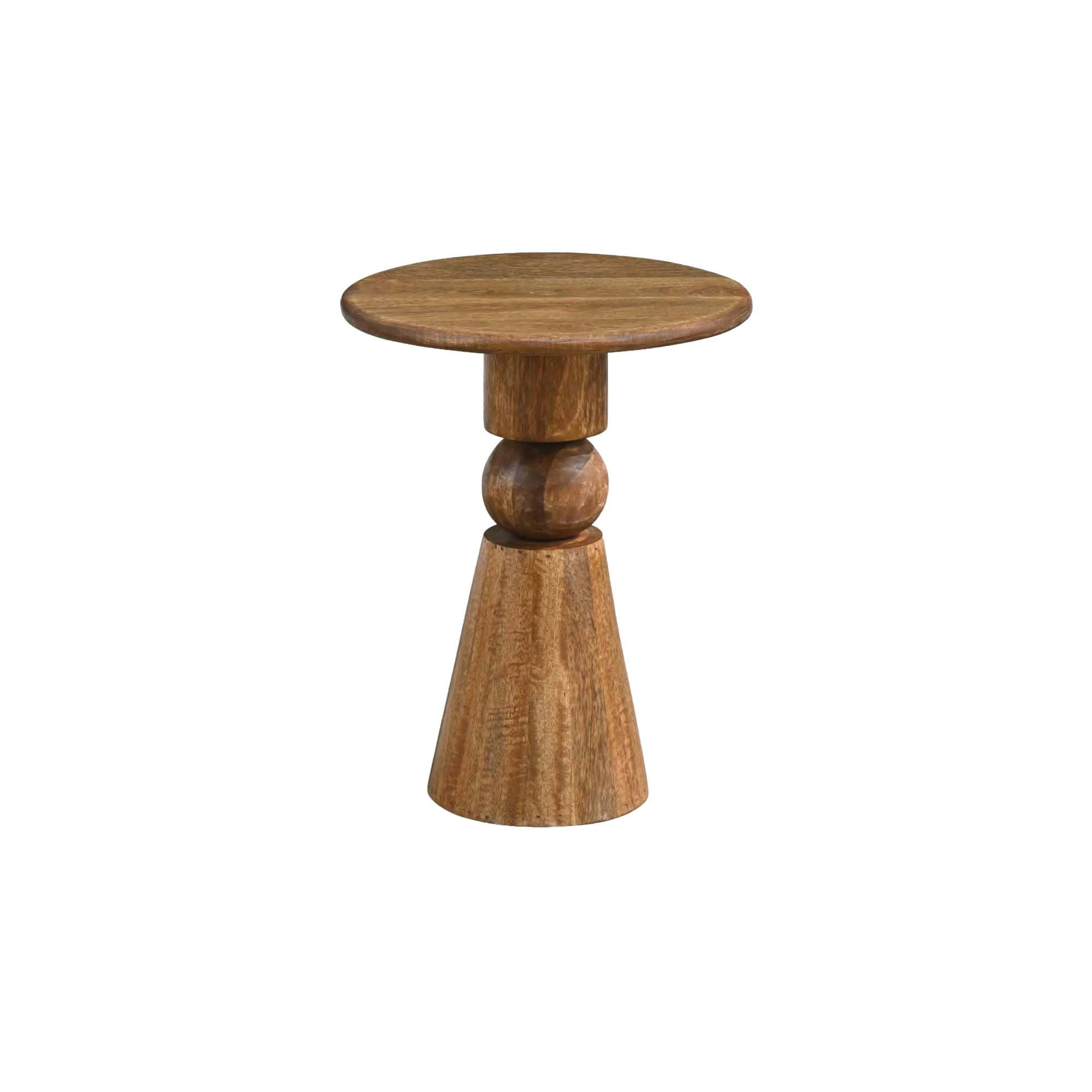Beistelltisch Mango Massivholz Braun 35cm - Design Anstelltisch Holz - Runder Wohnzimmertisch Massiv - Loungetisch Couchtisch Natur Handmade