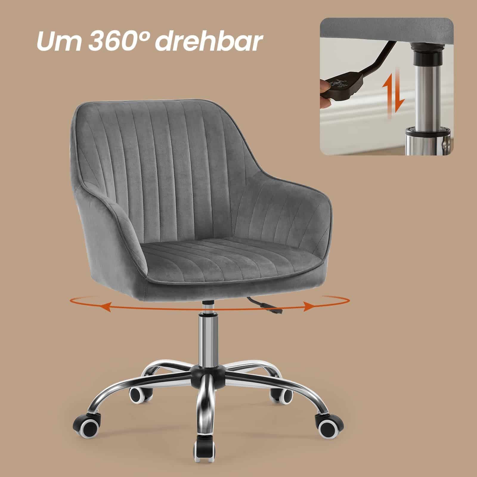 Bürostuhl, Drehstuhl mit Samtbezug, Schaumstoffpolsterung Bürostuhl, Drehstuhl mit Samtbezug, Schaumstoffpolsterung