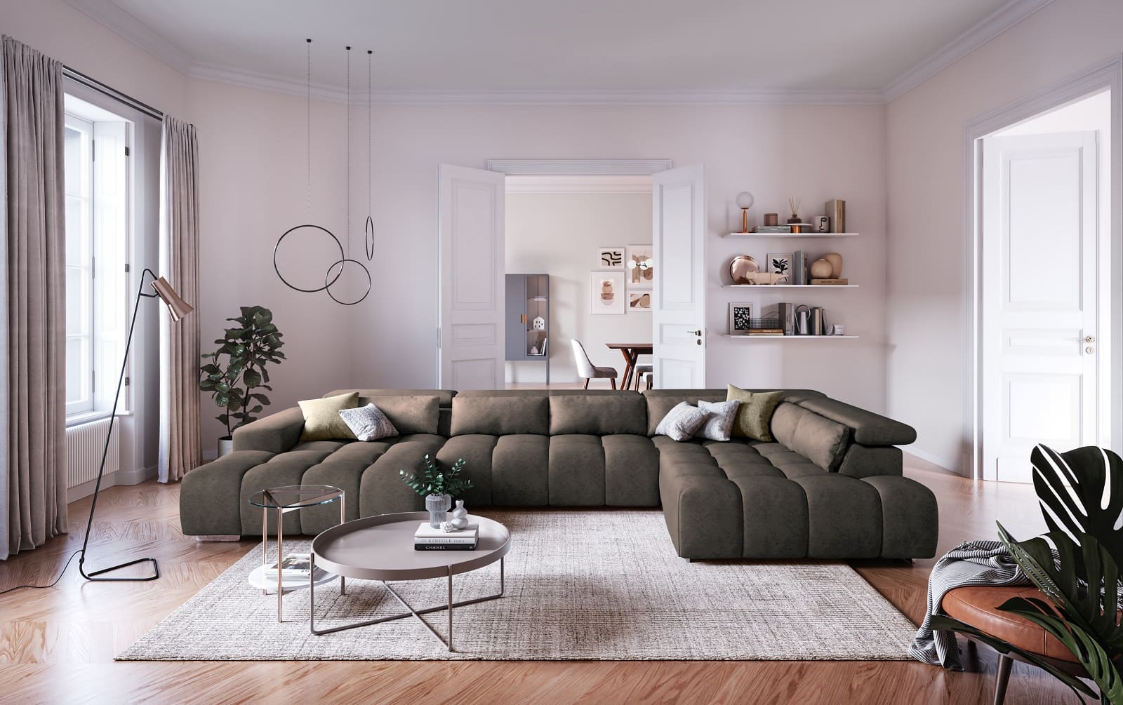 Orion XXL Wohnlandschaft - Stoff Velvet - Cotta Orion XXL Wohnlandschaft - Stoff Velvet - Cotta