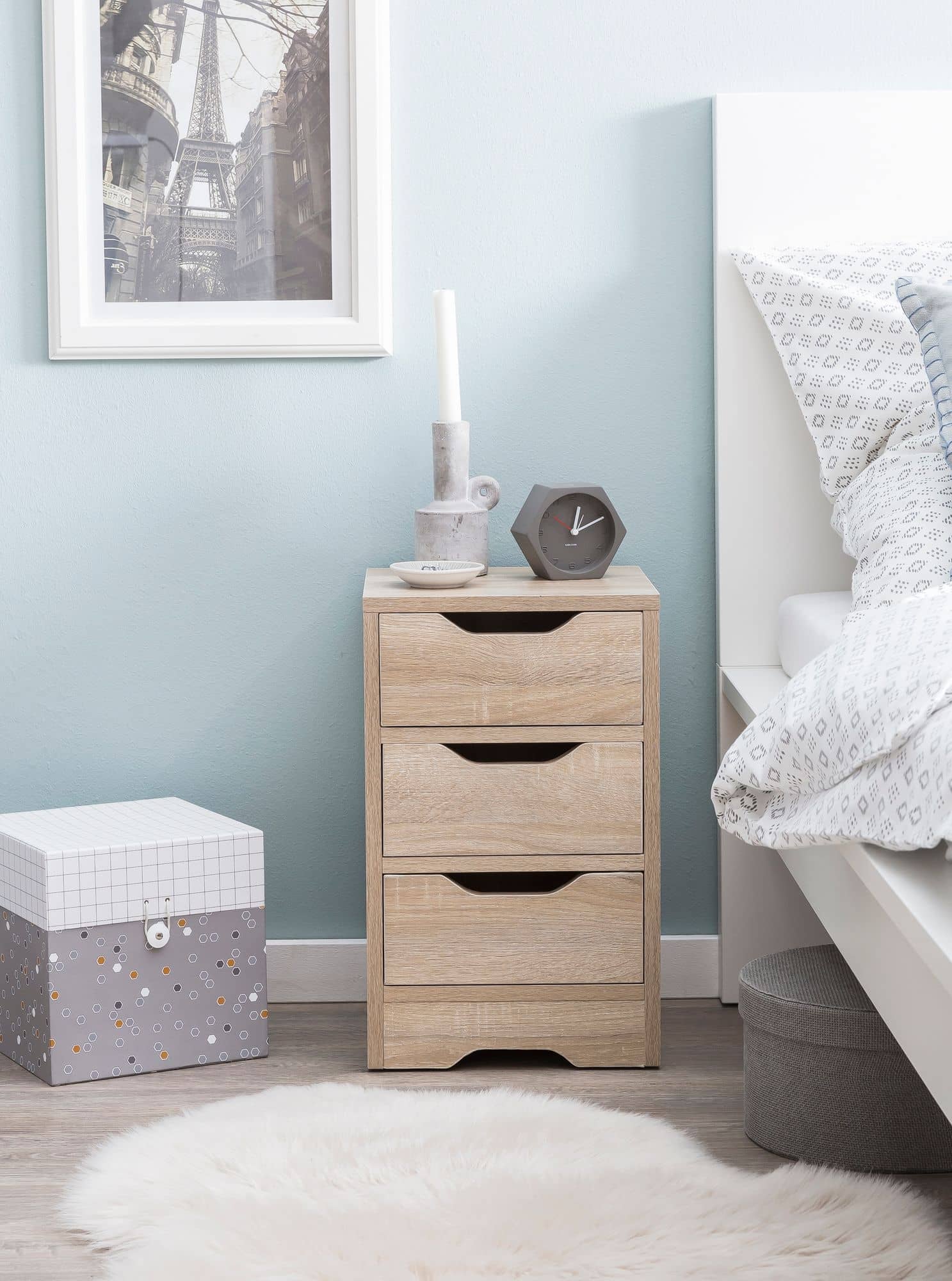 Nachtkonsole WL5.705 31x49x31 cm Sonoma mit 3 Schubladen Nachtkonsole WL5.705 31x49x31 cm Sonoma mit 3 Schubladen