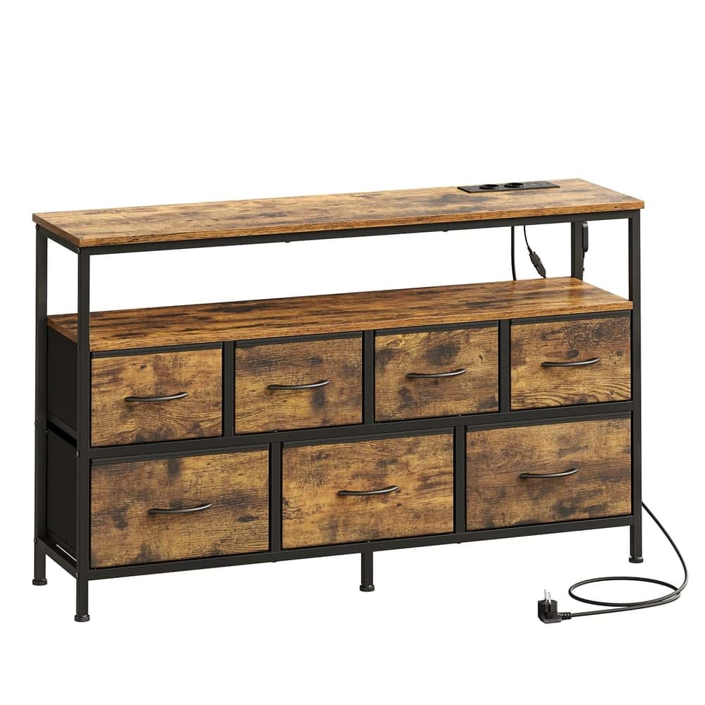 Kommode mit LED-Beleuchtung, Sideboard, Schubladenschrank für Wohnzimmer