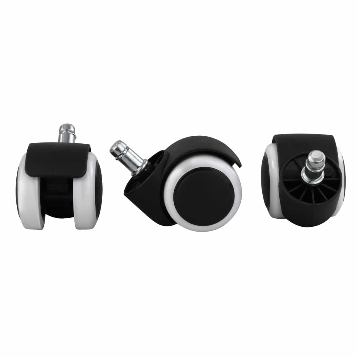 29767-AMSTYLE-5er-Set-gebremste-Rollen-fuer-Buero_2 5er Set gebremste Rollen für Bürostuhl Schwarz/ Weiß 11mm/Durchmesser 50mm Hartbodenrollen Drehstuhlrollen