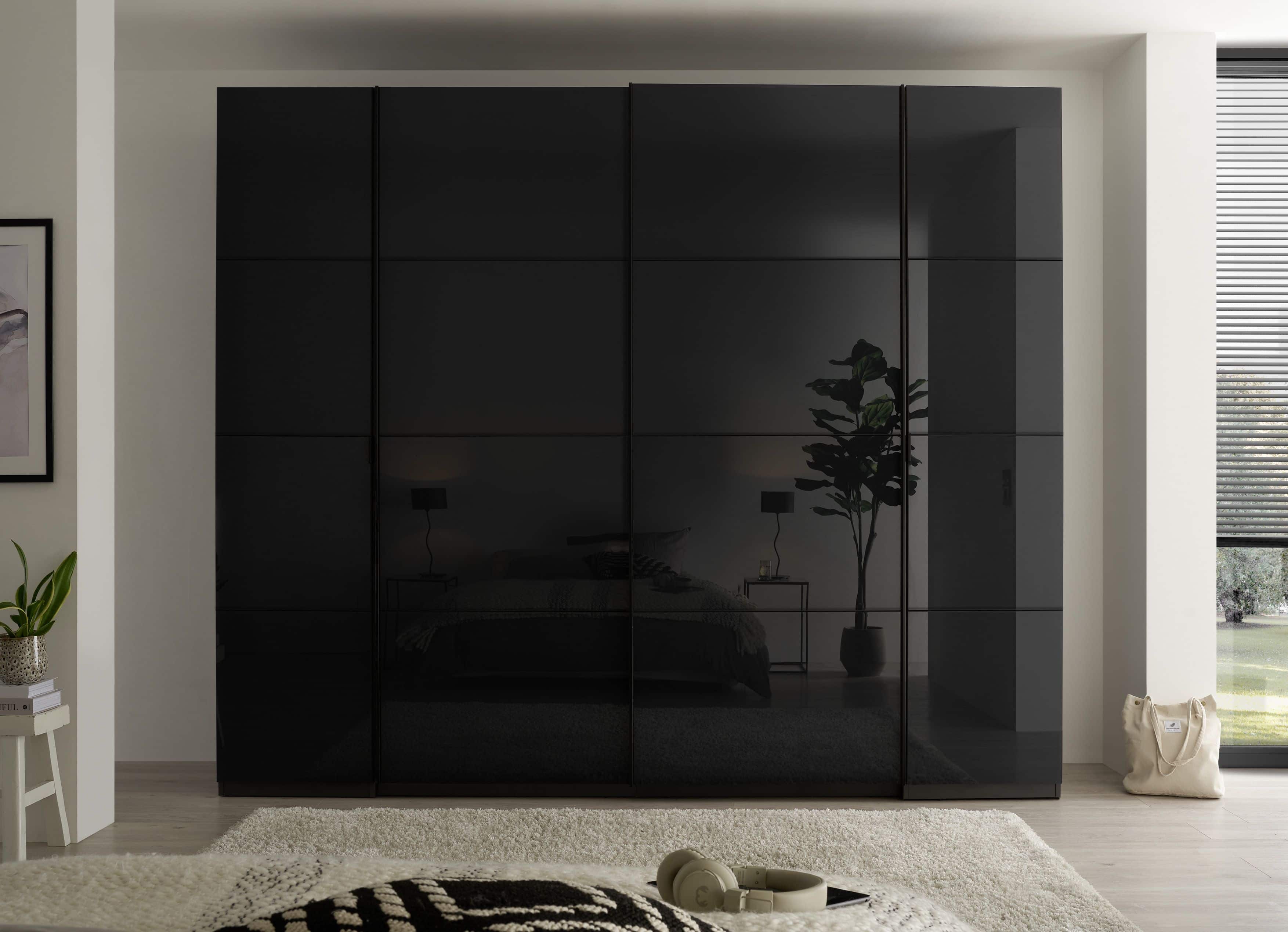 Mufo Kleiderschrank - graphit – moderner Schwebetüren-Schrank mit Drehtüren & Glasfront Mufo Kleiderschrank - graphit – moderner Schwebetüren-Schrank mit Drehtüren & Glasfront