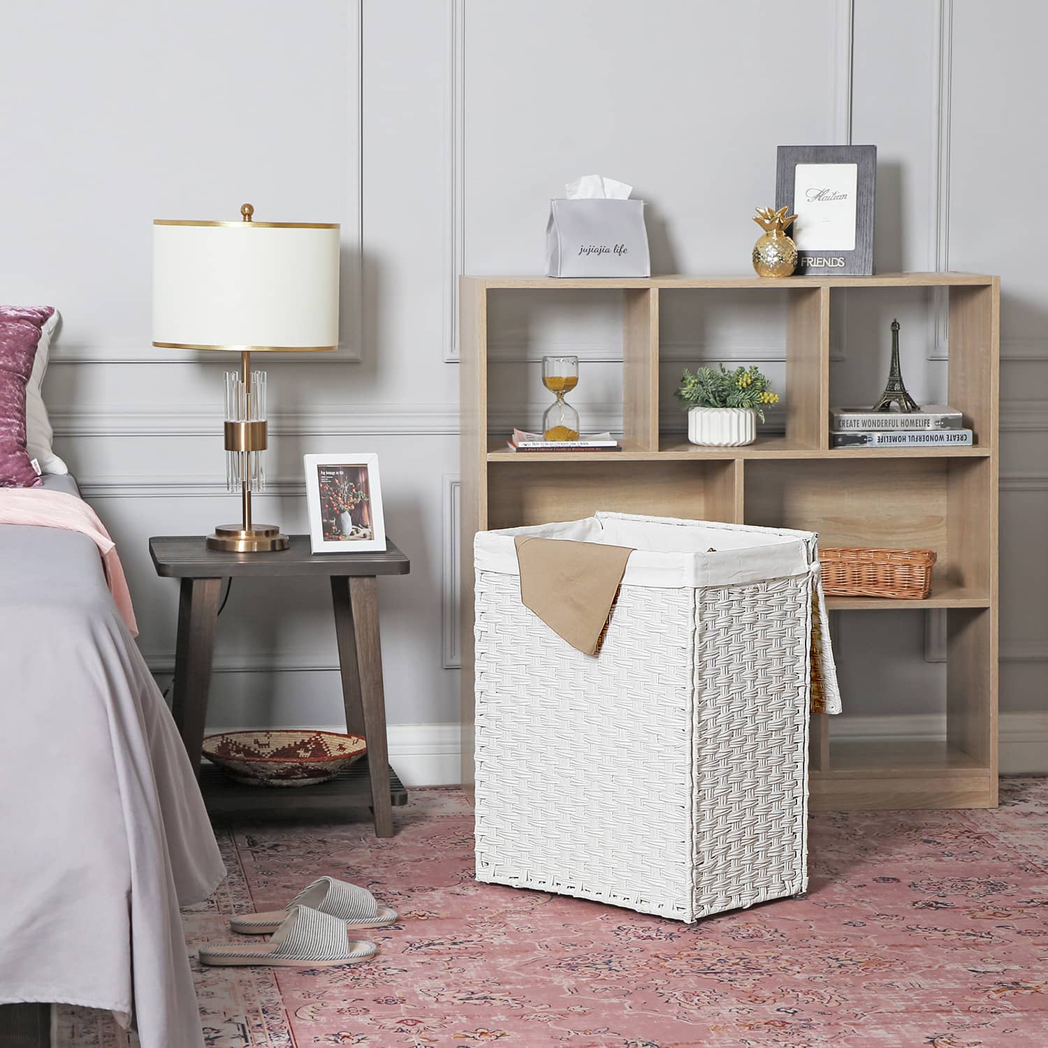 Wäschekorb aus Polyrattan Weiß-LCB51WT Wäschekorb aus Polyrattan Weiß-LCB51WT