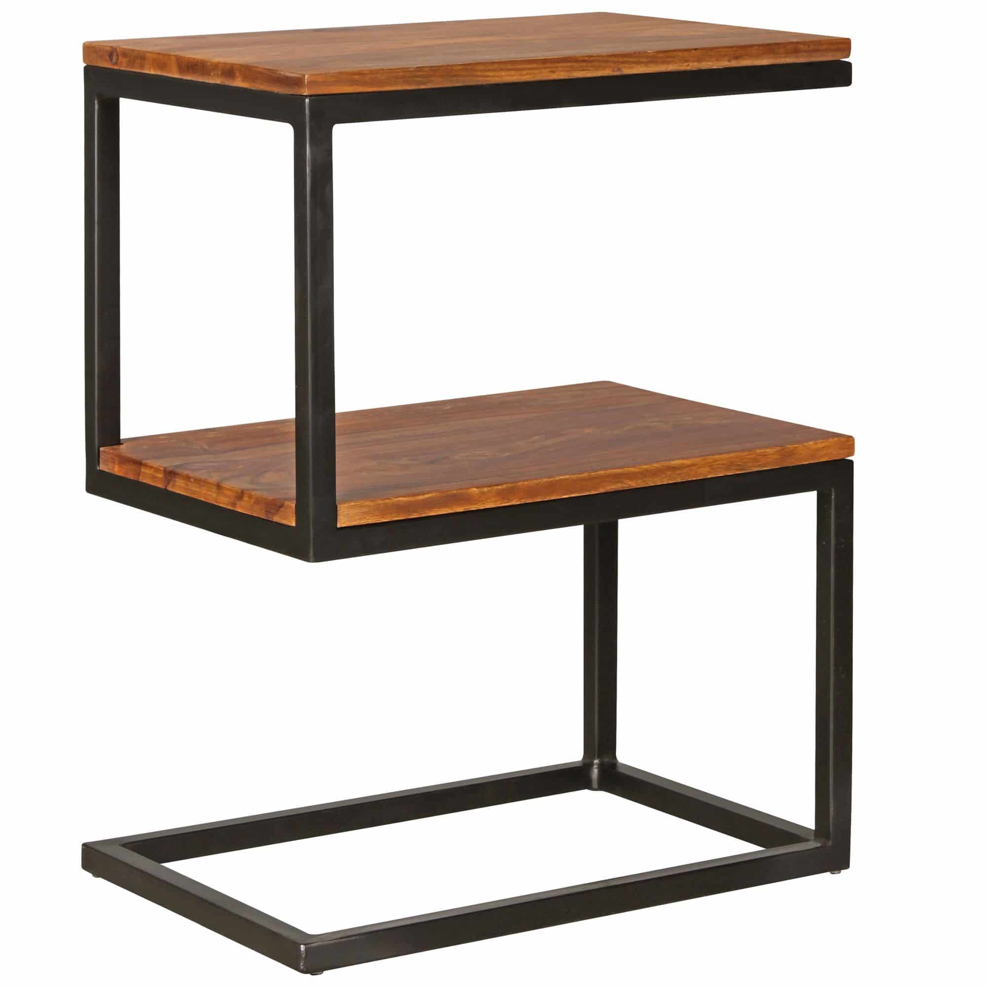 44770-WOHNLING-Beistelltisch-AKOLA-S-Form-Massiv-Holz-Sheesham-Metall-45-x-60-x-30-cm-Design-Wohnzimmertisch-Landhaus-Stil-Anstelltisch-Ablagetisch-eckig-telefontisch-ablagetisch-b Beistelltisch AKOLA S-Form Massiv-Holz Sheesham / Metall 45 x 60 x 30 cm