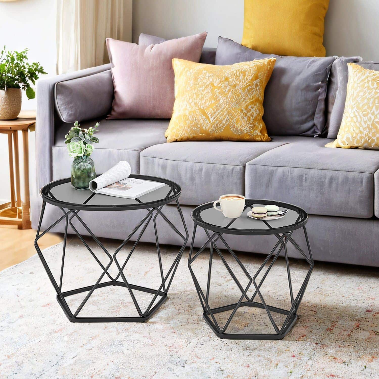 Couchtisch rund, 2er Set, Wohnzimmertisch Couchtisch rund, 2er Set, Wohnzimmertisch