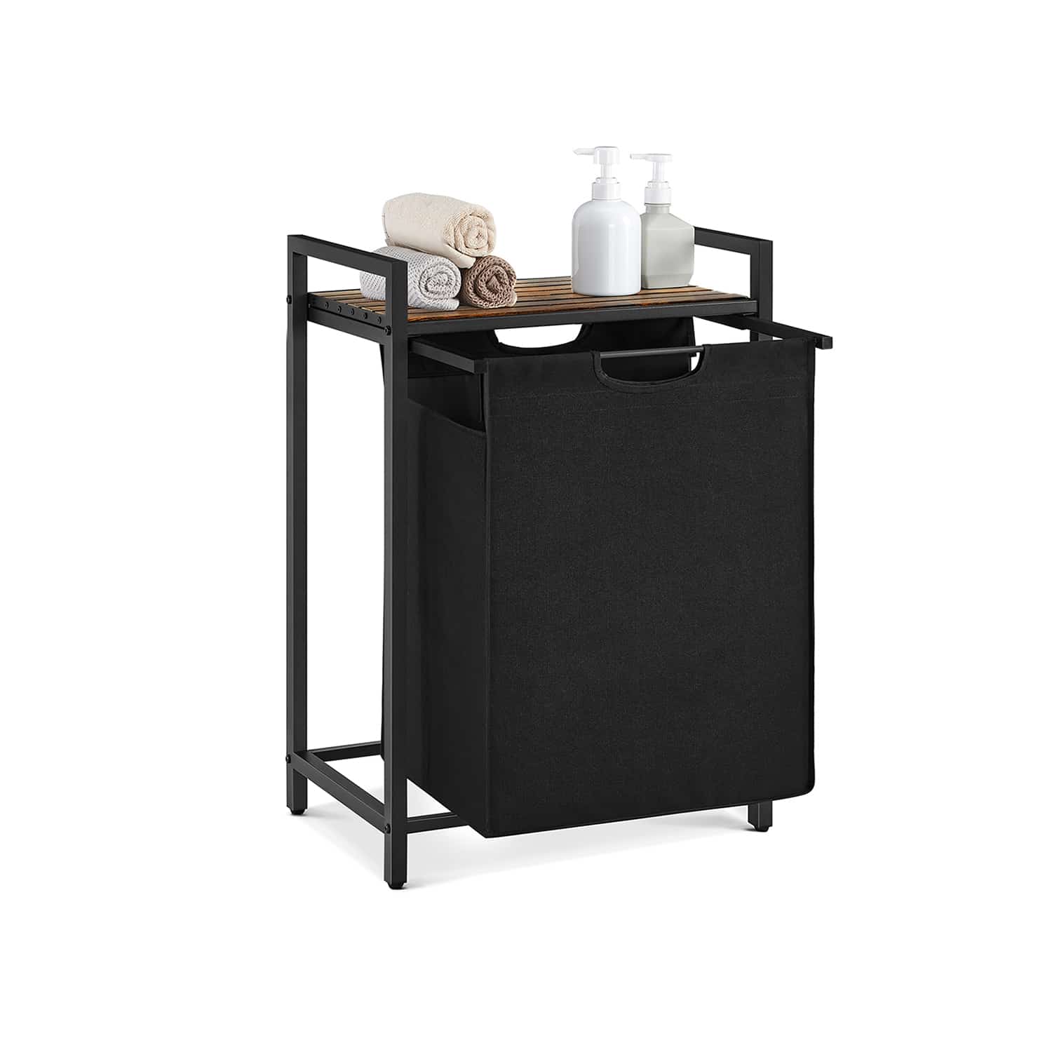 Wäschesammler mit Ablage vintagebraun-schwarz Wäschesammler mit Ablage vintagebraun-schwarz