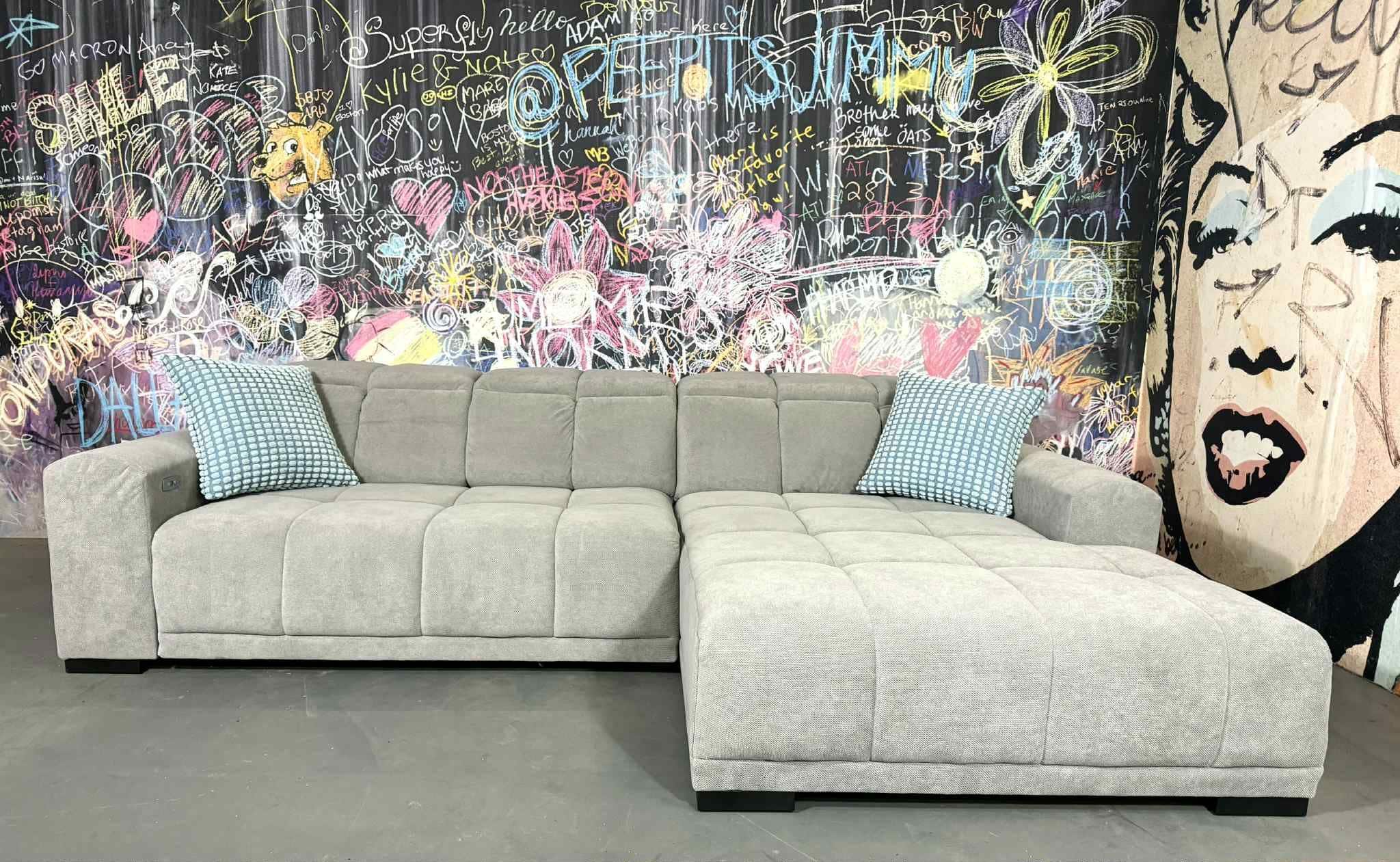 Sofa Amora Grau Mikrofaser rechts mit Elektrofunktion | Mikrofaser Flachgewebe