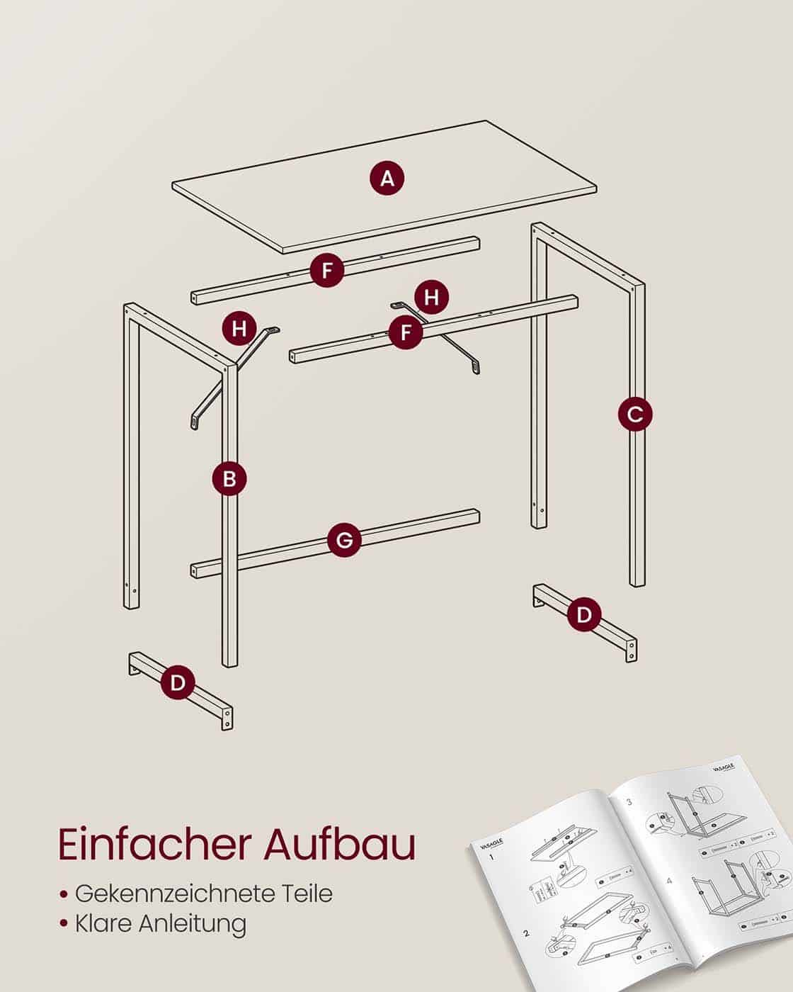 Bürotisch 100 x 50 x 76 cm kamelbraun-tintenschwarz
