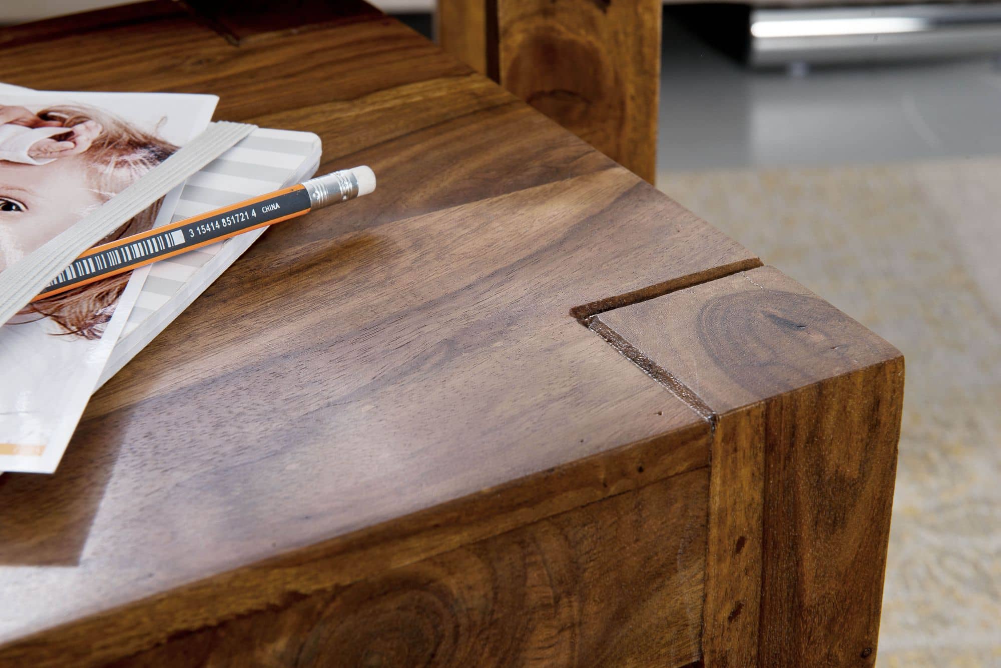 31317-WOHNLING-3er-Set-Satztisch-MUMBAI-Massiv-Ho_2 3er Set Satztisch Massiv-Holz Sheesham Wohnzimmer-Tisch Landhaus-Stil Beistelltisch dunkel-braun Naturholz