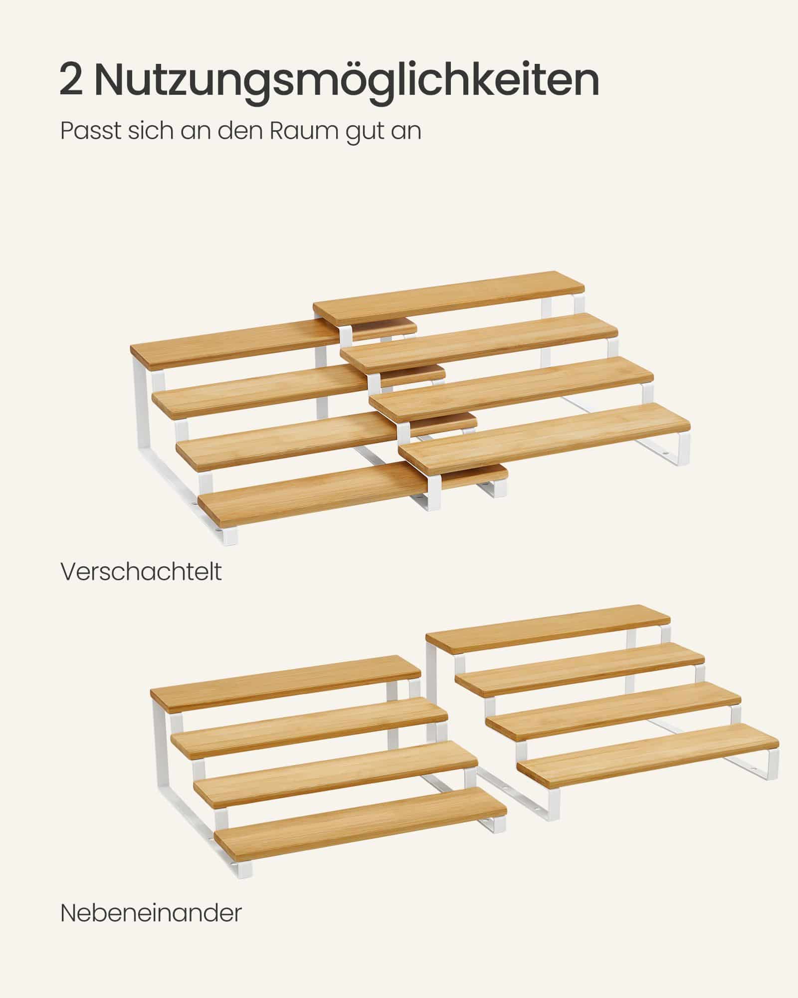 Gewürzregale 2er Set je 4 Ablagen naturbeige-wolkenweiß
