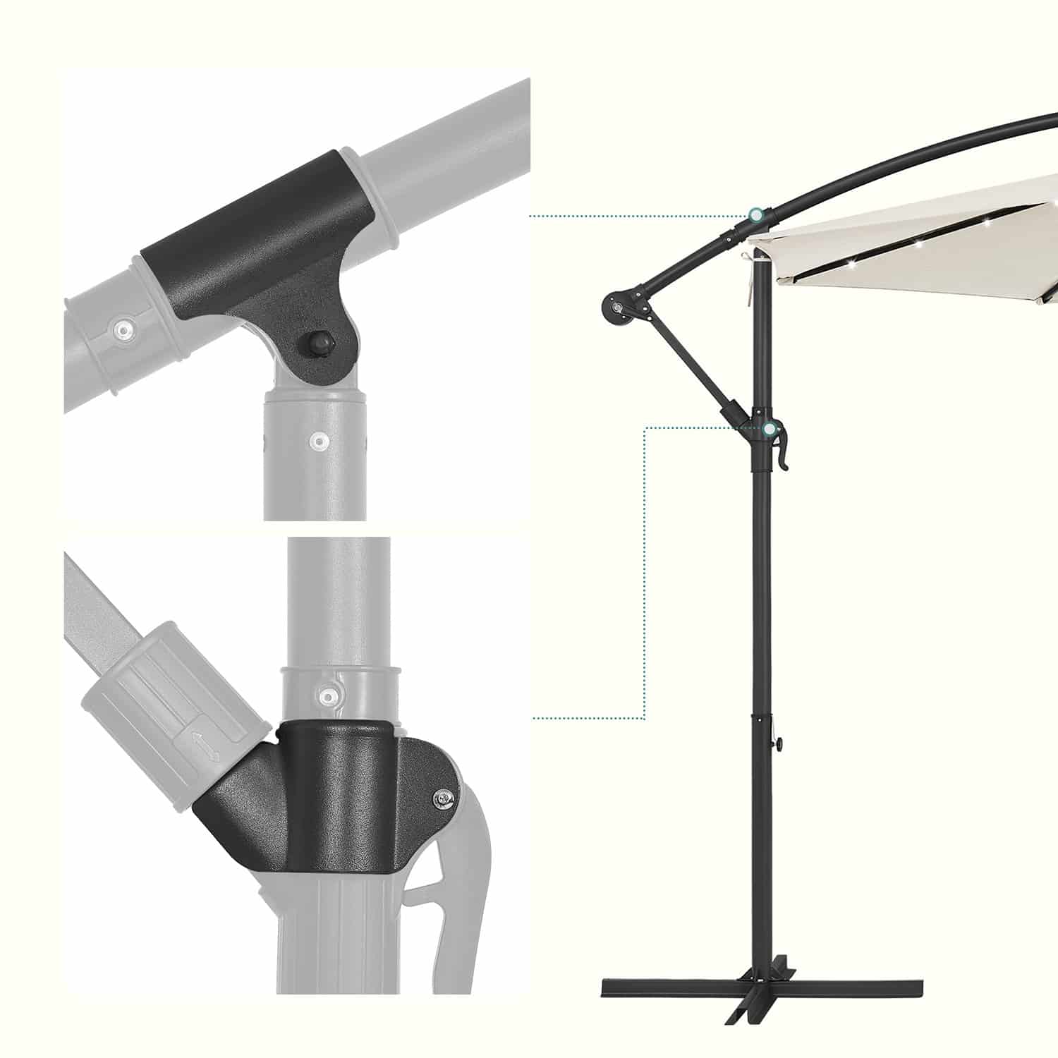 Sonnenschirm mit LED-Solar-Beleuchtung und Kurbel Sonnenschirm mit LED-Solar-Beleuchtung und Kurbel