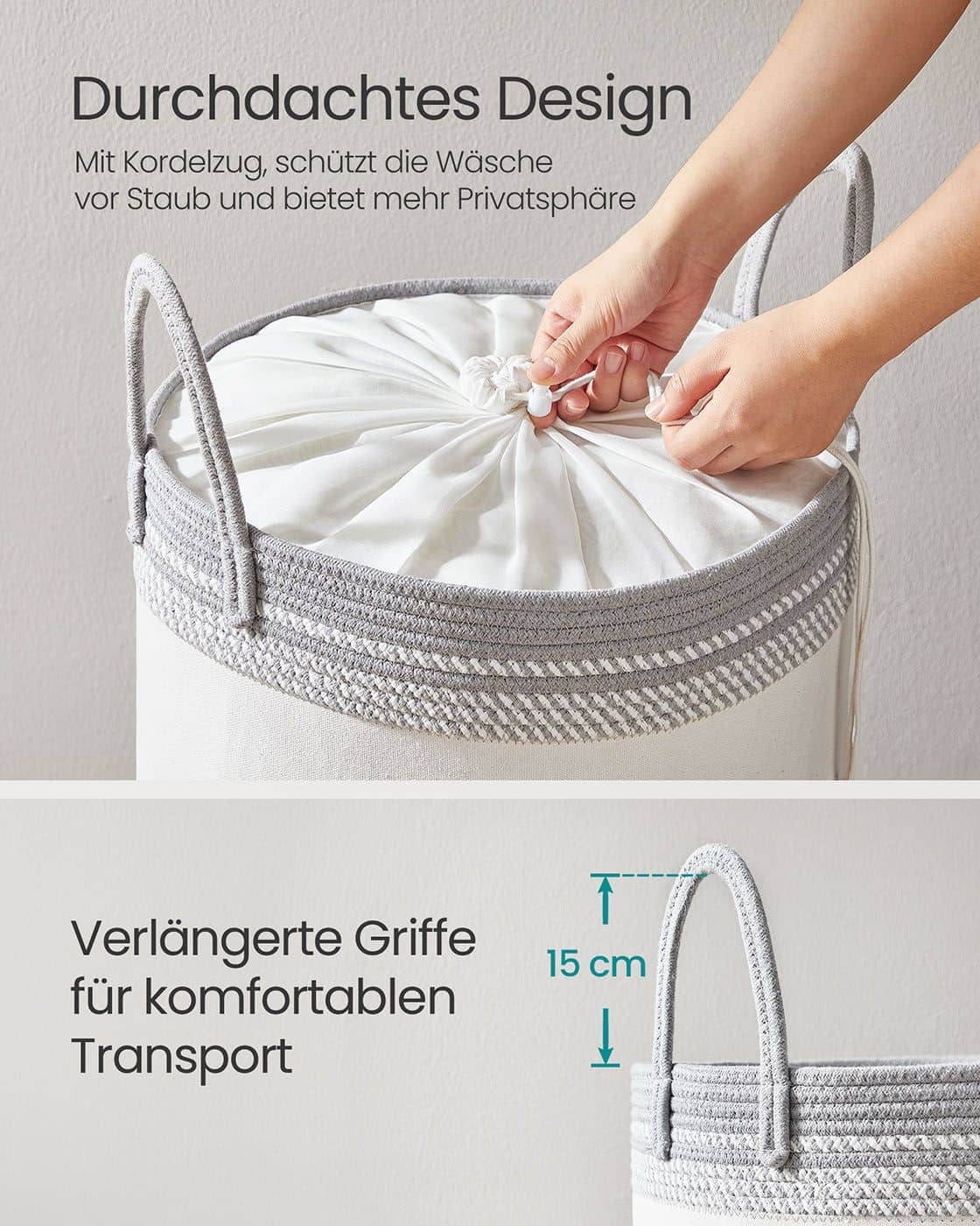 Wäschekorb 60 L mit Deckel und Griff 41 x 41 x 46 cm taubengrau Wäschekorb 60 L mit Deckel und Griff 41 x 41 x 46 cm taubengrau