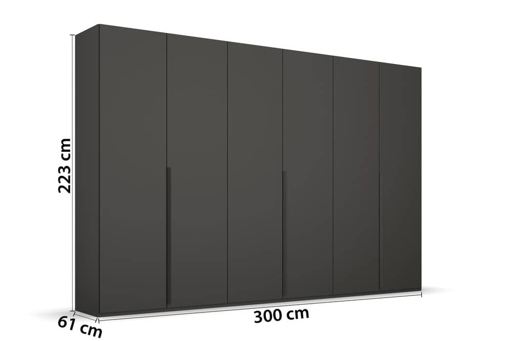 6-türiger Kleiderschrank Purisma von Rauch – Drehtürschrank in Alpinweiß, Graphit oder Seidengrau mit Schubkasteneinsatz, Innenspiegel und Krawattenhalter 6-türiger Kleiderschrank Purisma von Rauch – Drehtürschrank in Alpinweiß, Graphit oder Seidengrau mit Schubkasteneinsatz, Innenspiegel und Krawattenhalter