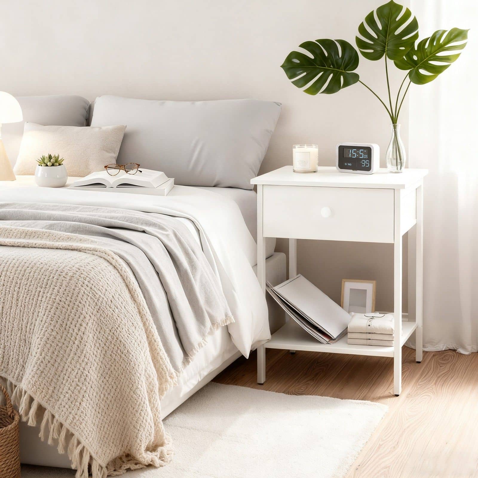 2 Nachtkommoden, mit Schublade, Beistelltisch für Schlafzimmer 2 Nachtkommoden, mit Schublade, Beistelltisch für Schlafzimmer